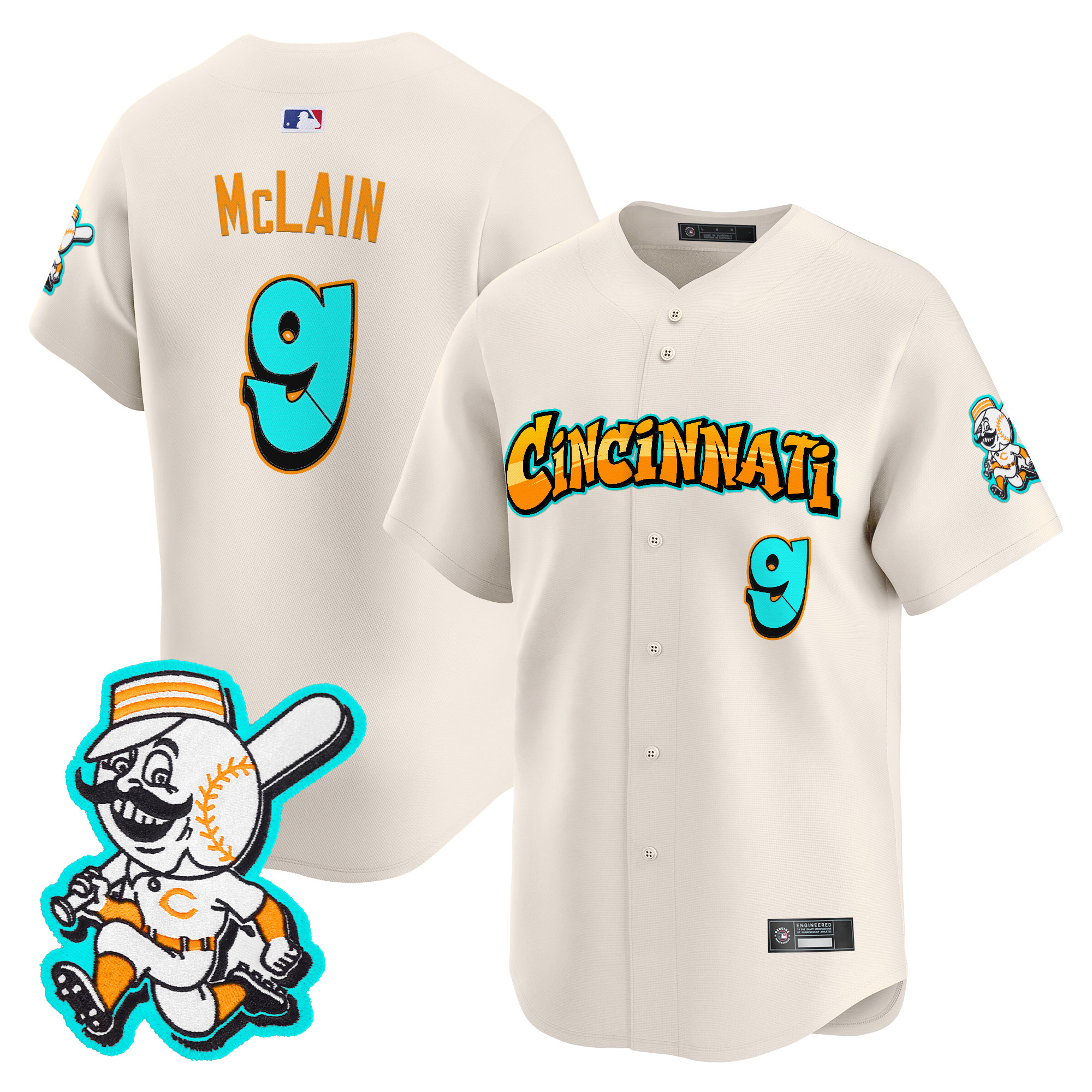 Men's Cincinnati Reds 'Graffiti Queen City Edition' Vapor Premier Limited Jersey - All Stitched - Image 16