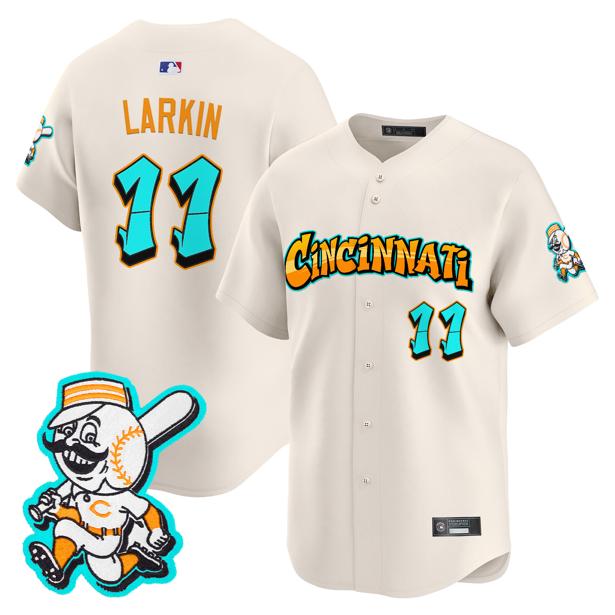 Men's Cincinnati Reds 'Graffiti Queen City Edition' Vapor Premier Limited Jersey - All Stitched - Image 12