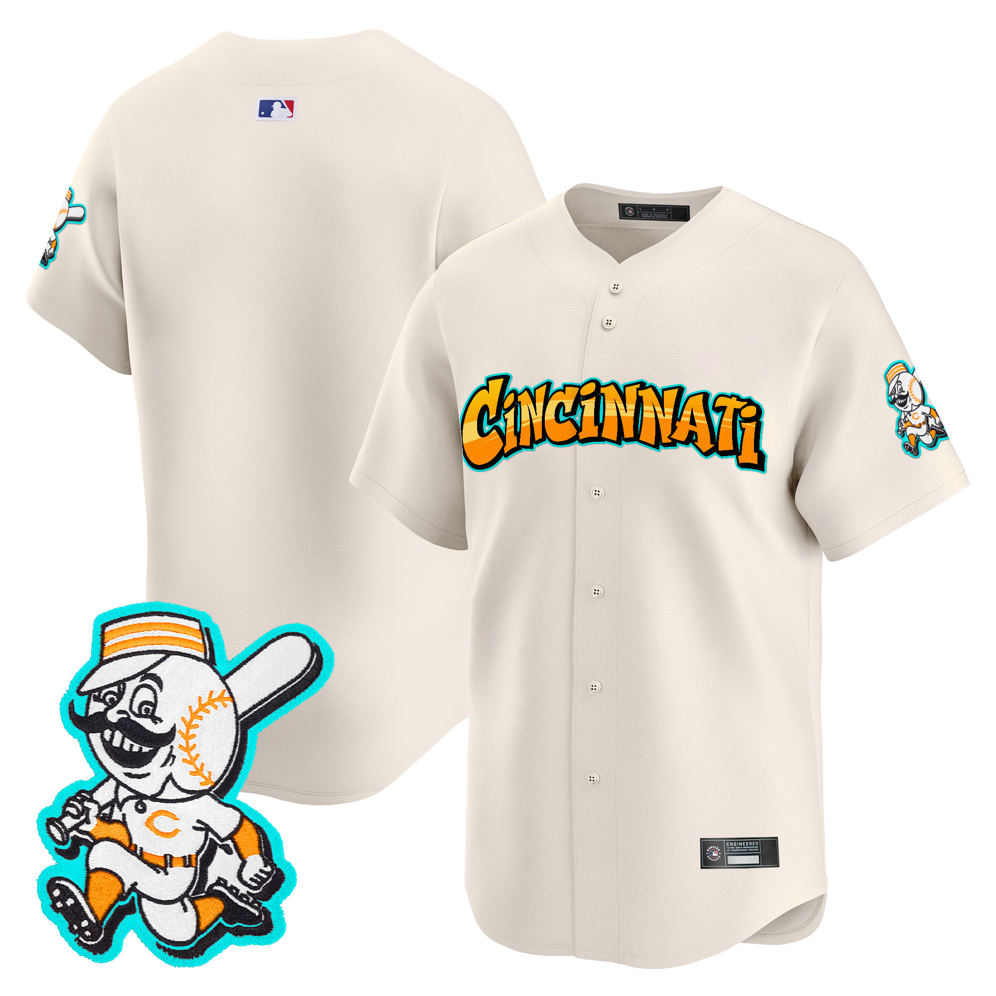 Men's Cincinnati Reds 'Graffiti Queen City Edition' Vapor Premier Limited Jersey - All Stitched - Image 18