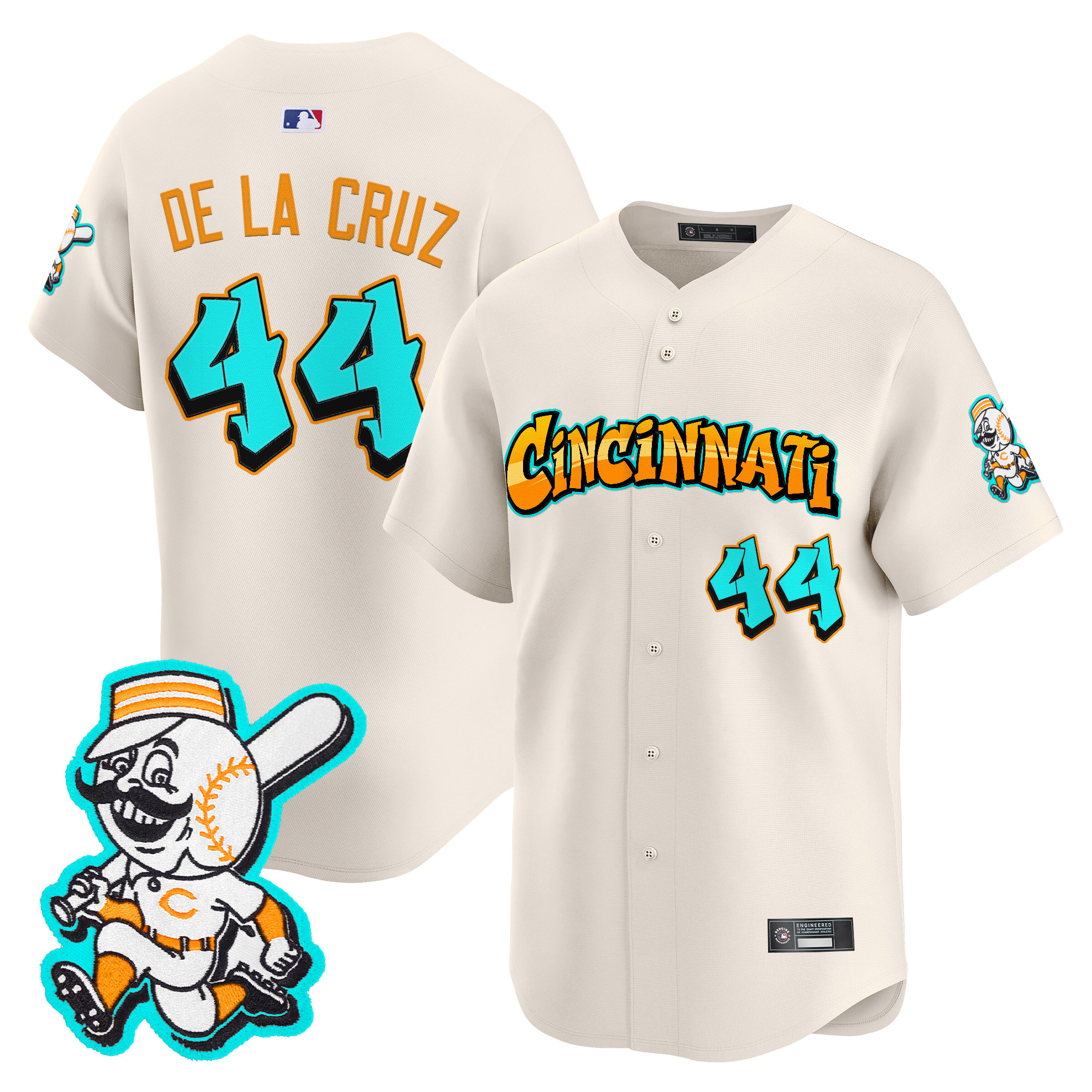 Men's Cincinnati Reds 'Graffiti Queen City Edition' Vapor Premier Limited Jersey - All Stitched - Image 11