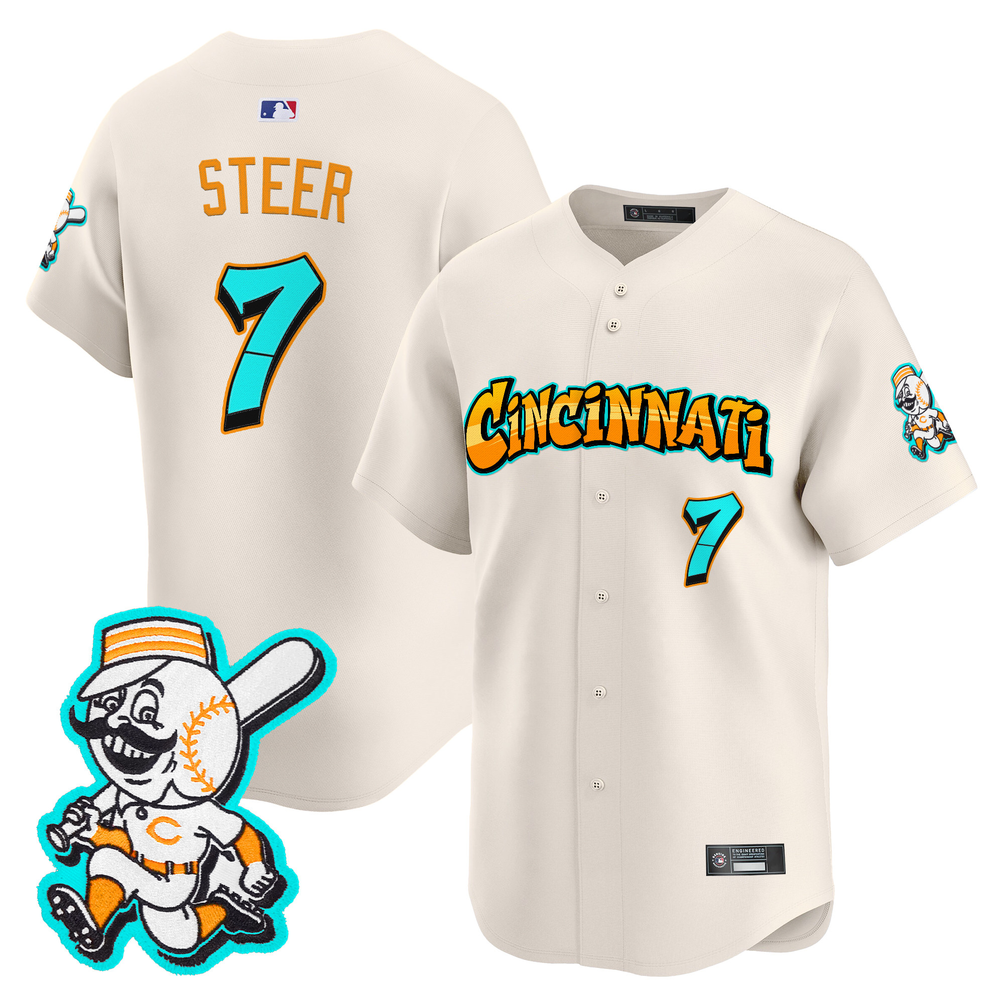 Men's Cincinnati Reds 'Graffiti Queen City Edition' Vapor Premier Limited Jersey - All Stitched - Image 15