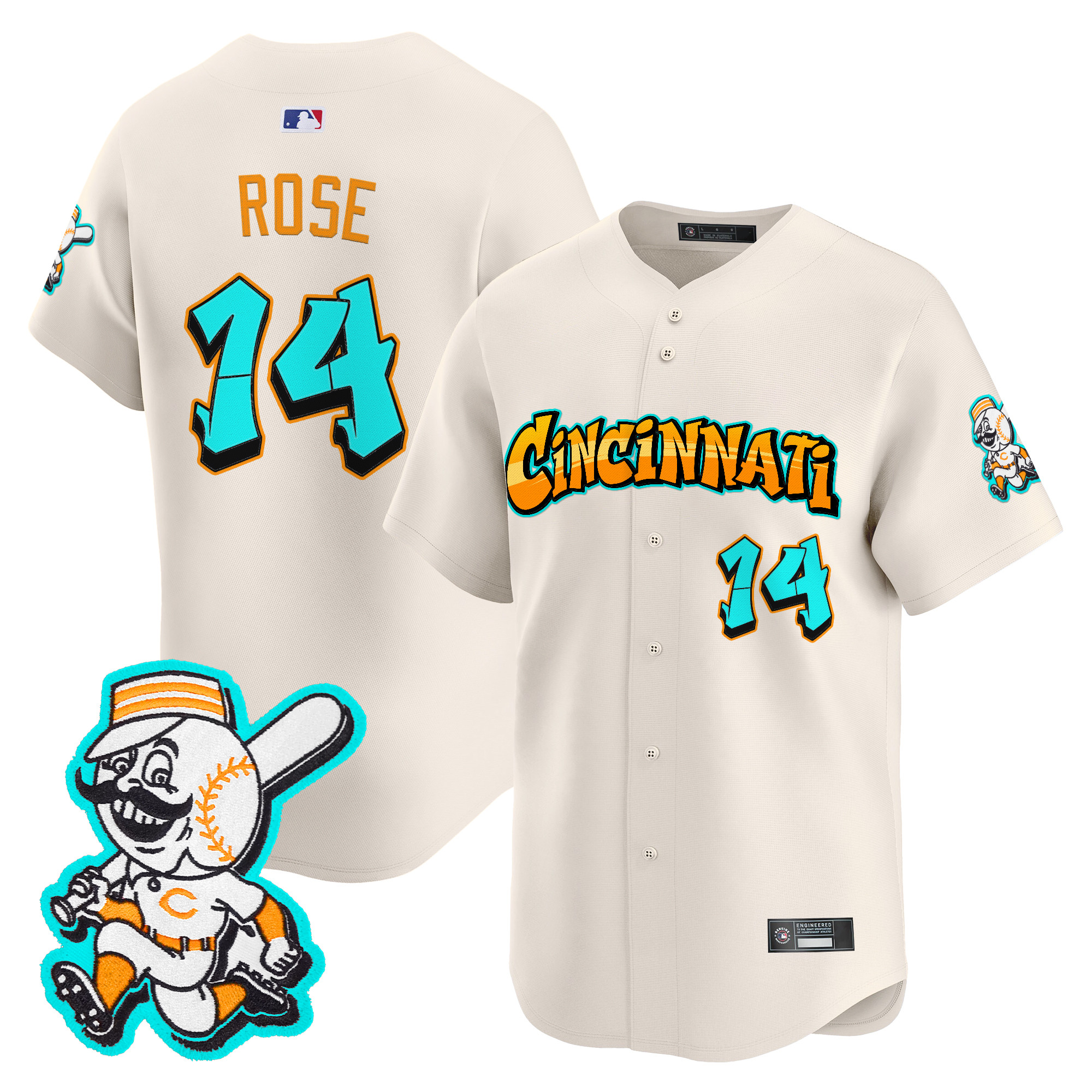 Men's Cincinnati Reds 'Graffiti Queen City Edition' Vapor Premier Limited Jersey - All Stitched - Image 10