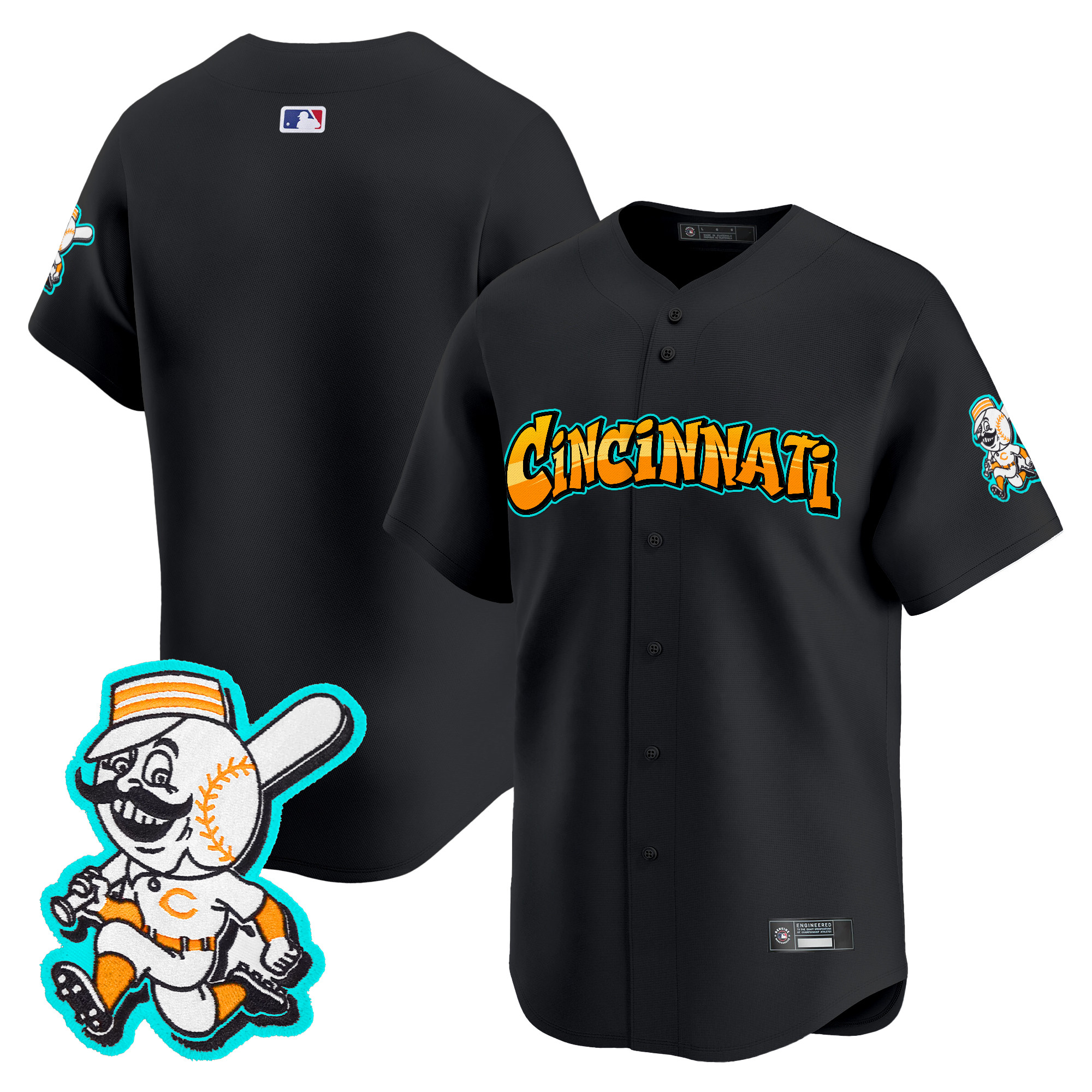 Men's Cincinnati Reds 'Graffiti Queen City Edition' Vapor Premier Limited Jersey - All Stitched - Image 9