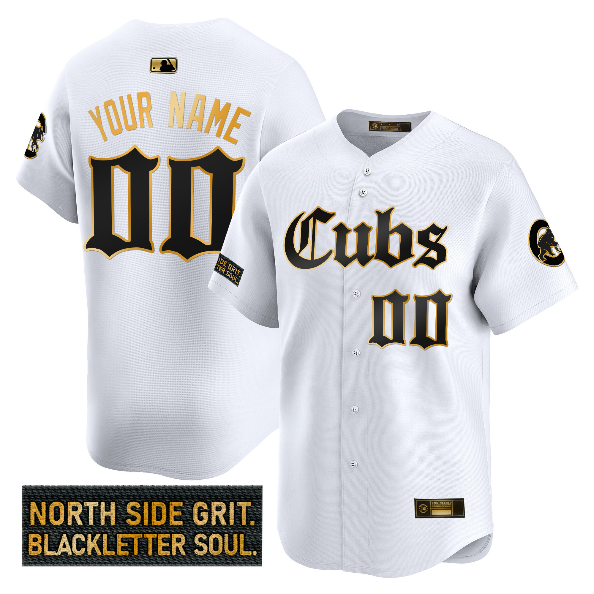 Chicago Cubs 'Gothic North Side Edition' Gold Vapor Premier Limited Custom Jersey - All Stitched - Image 2