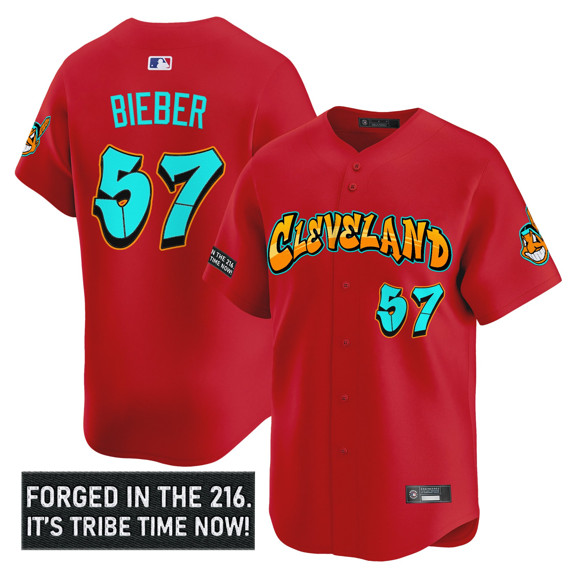 Men's Cleveland Indians 'Graffiti 216 Ink Edition' Vapor Premier Limited Jersey - All Stitched - Image 18
