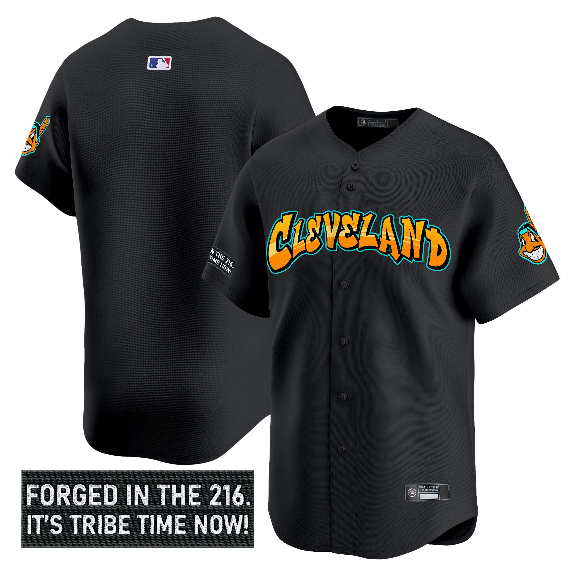 Men's Cleveland Indians 'Graffiti 216 Ink Edition' Vapor Premier Limited Jersey - All Stitched - Image 16