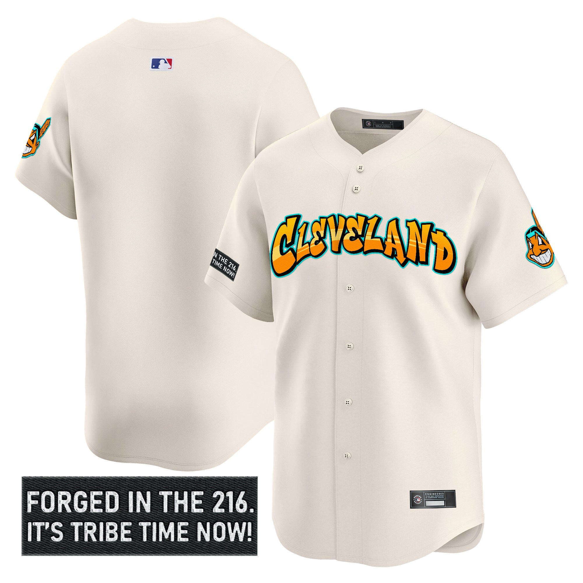 Men's Cleveland Indians 'Graffiti 216 Ink Edition' Vapor Premier Limited Jersey - All Stitched - Image 8