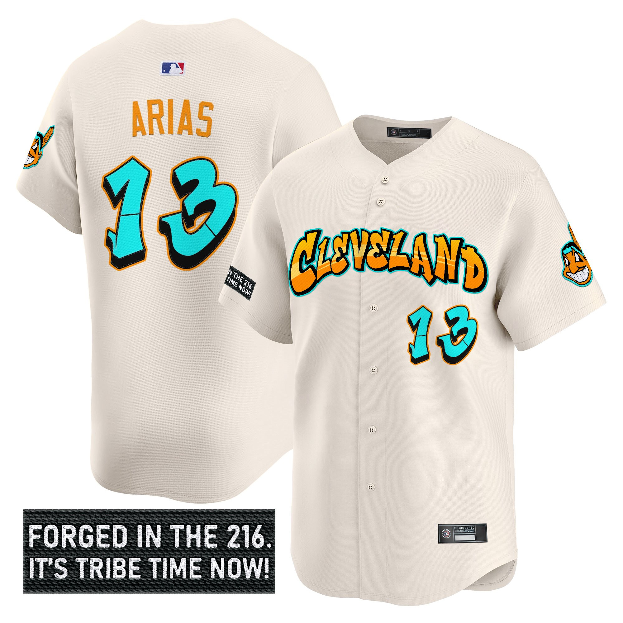 Men's Cleveland Indians 'Graffiti 216 Ink Edition' Vapor Premier Limited Jersey - All Stitched - Image 7