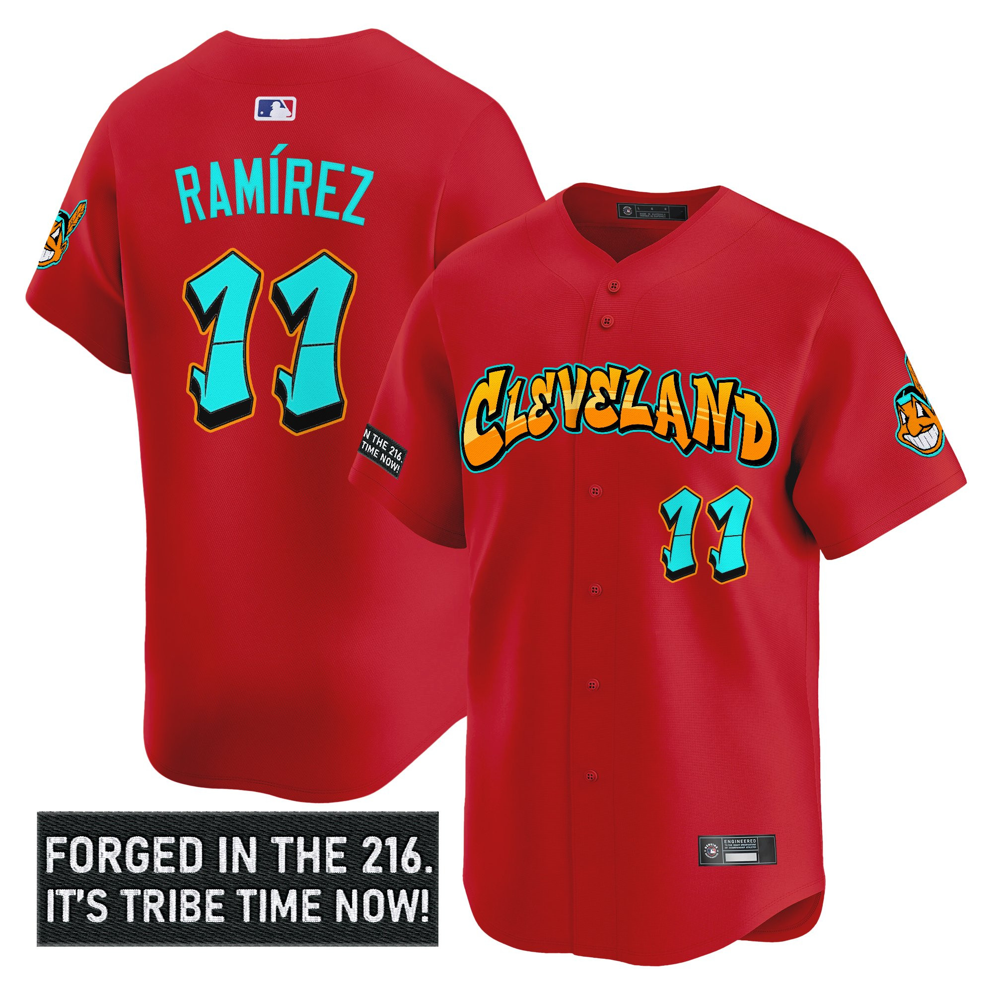 Men's Cleveland Indians 'Graffiti 216 Ink Edition' Vapor Premier Limited Jersey - All Stitched - Image 17
