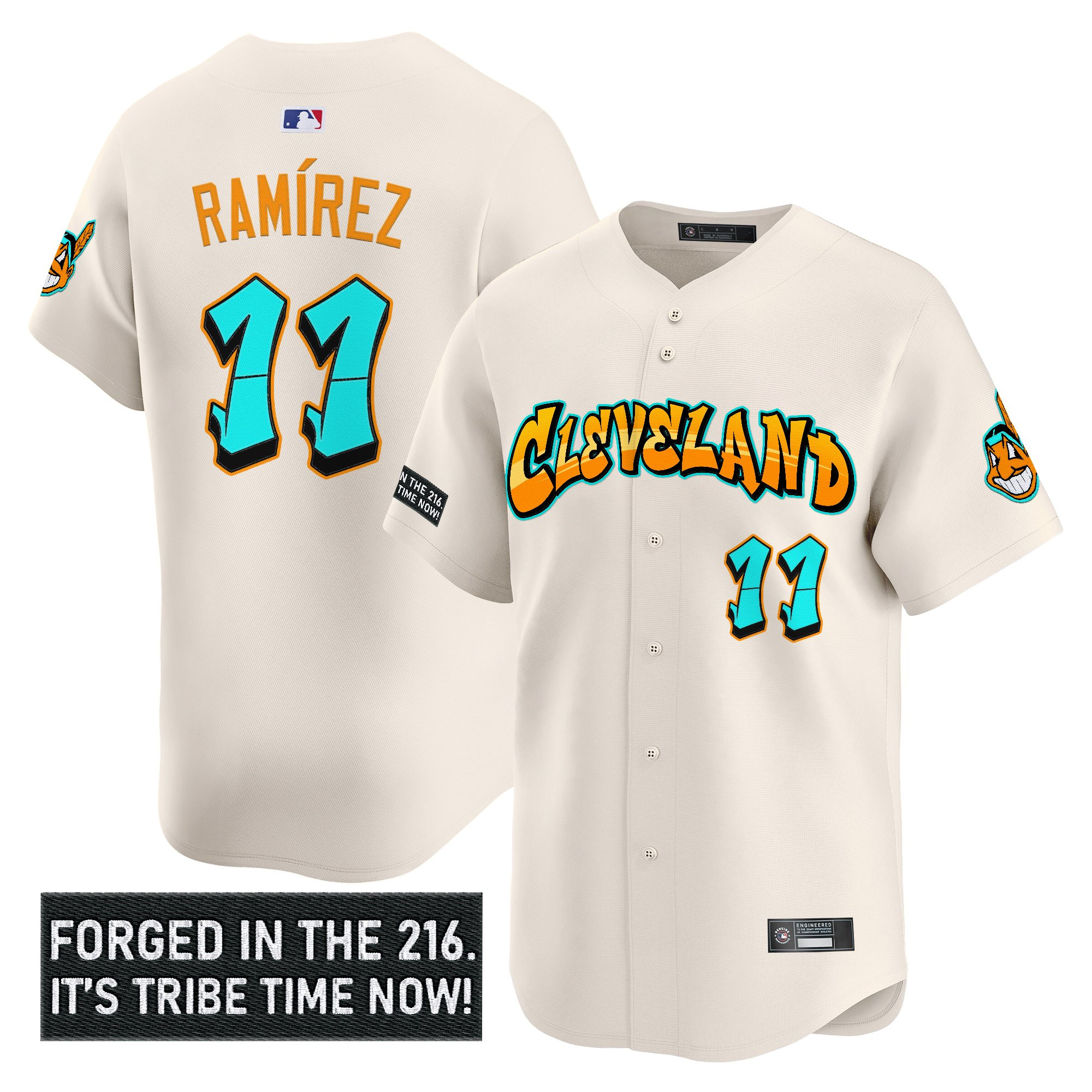 Men's Cleveland Indians 'Graffiti 216 Ink Edition' Vapor Premier Limited Jersey - All Stitched