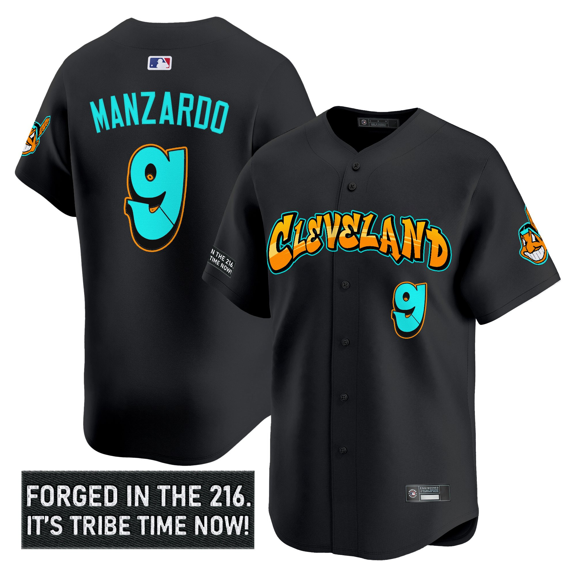 Men's Cleveland Indians 'Graffiti 216 Ink Edition' Vapor Premier Limited Jersey - All Stitched - Image 13