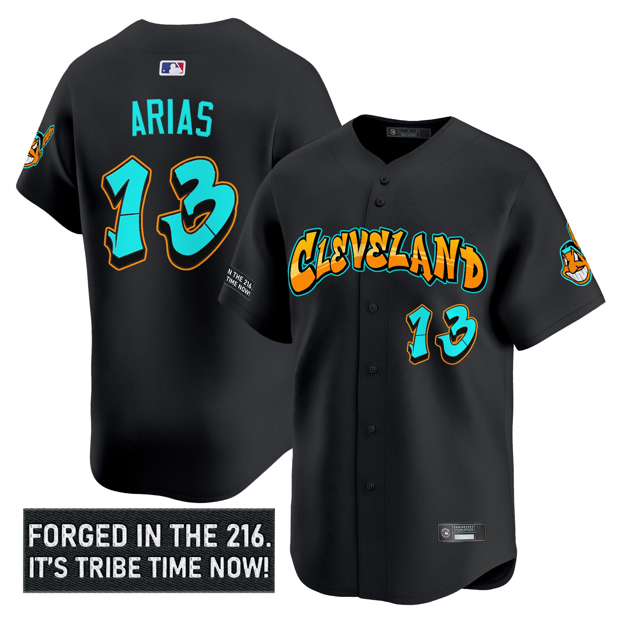Men's Cleveland Indians 'Graffiti 216 Ink Edition' Vapor Premier Limited Jersey - All Stitched - Image 15