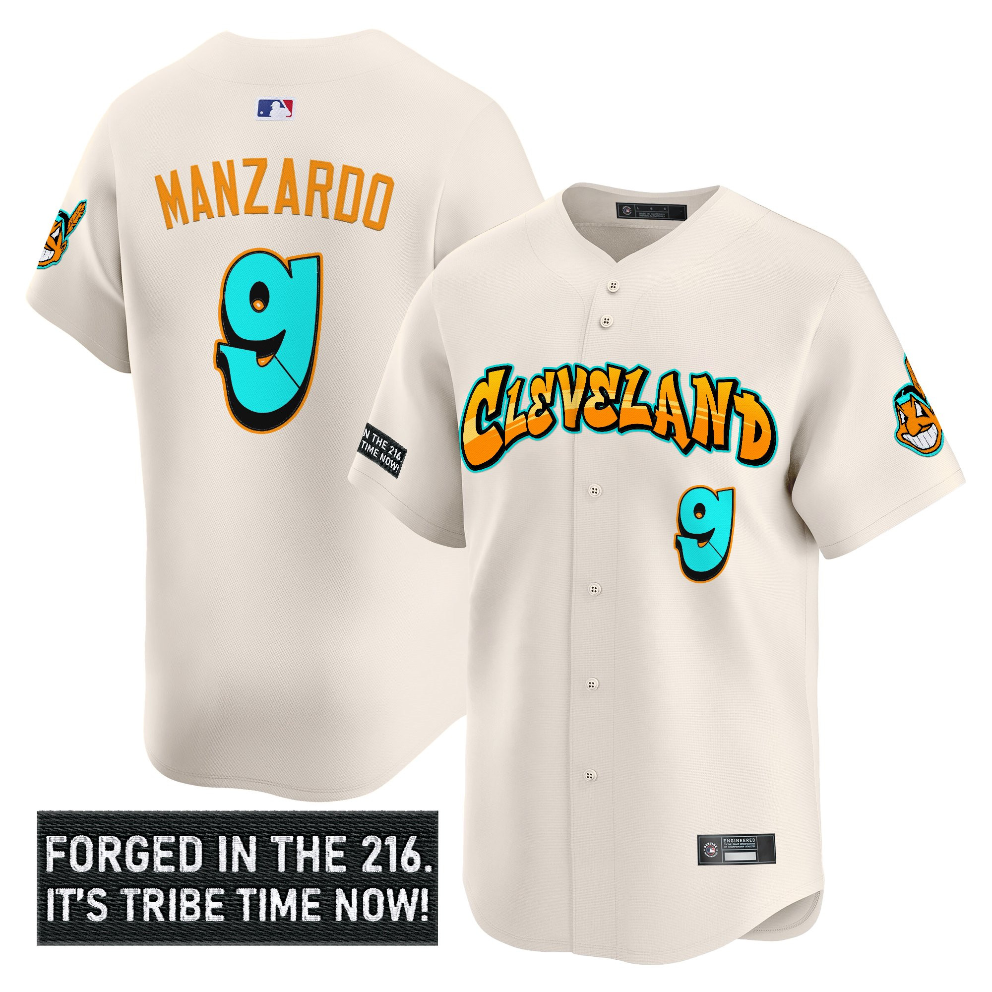 Men's Cleveland Indians 'Graffiti 216 Ink Edition' Vapor Premier Limited Jersey - All Stitched - Image 5