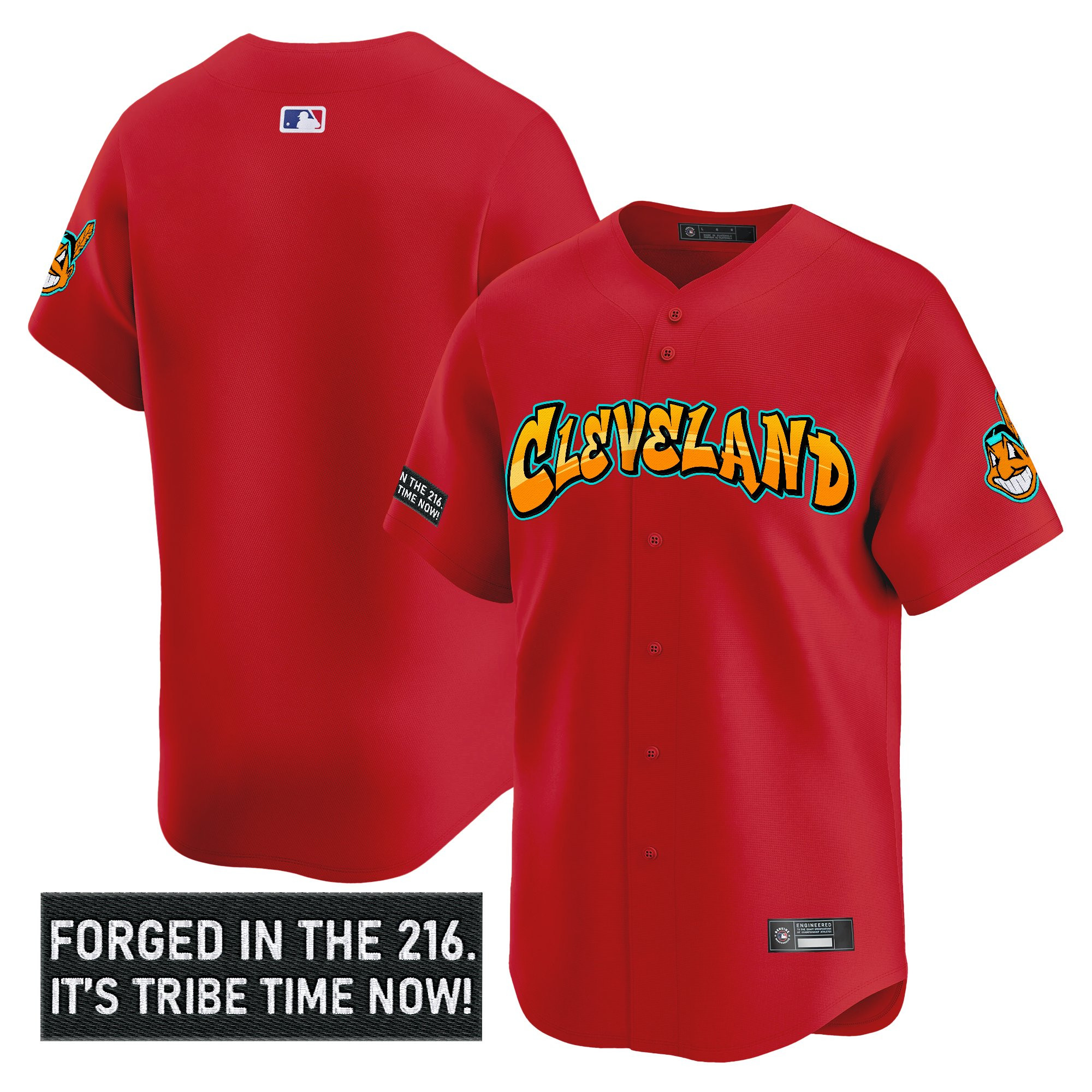Men's Cleveland Indians 'Graffiti 216 Ink Edition' Vapor Premier Limited Jersey - All Stitched - Image 24