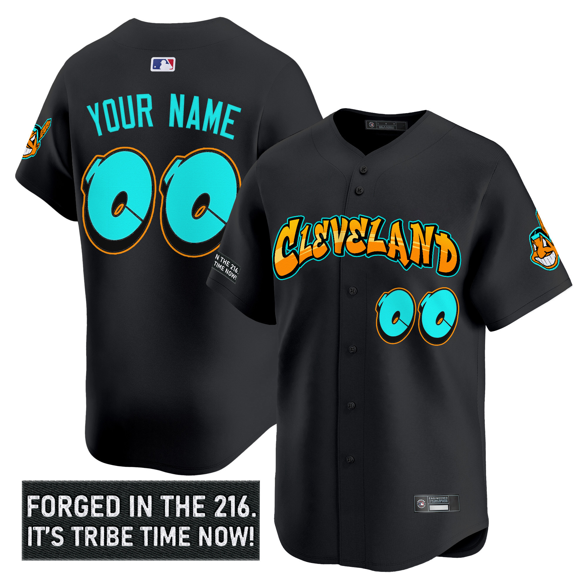 Cleveland Indians 'Graffiti 216 Ink Edition' Vapor Premier Limited Custom Jersey - All Stitched - Image 2