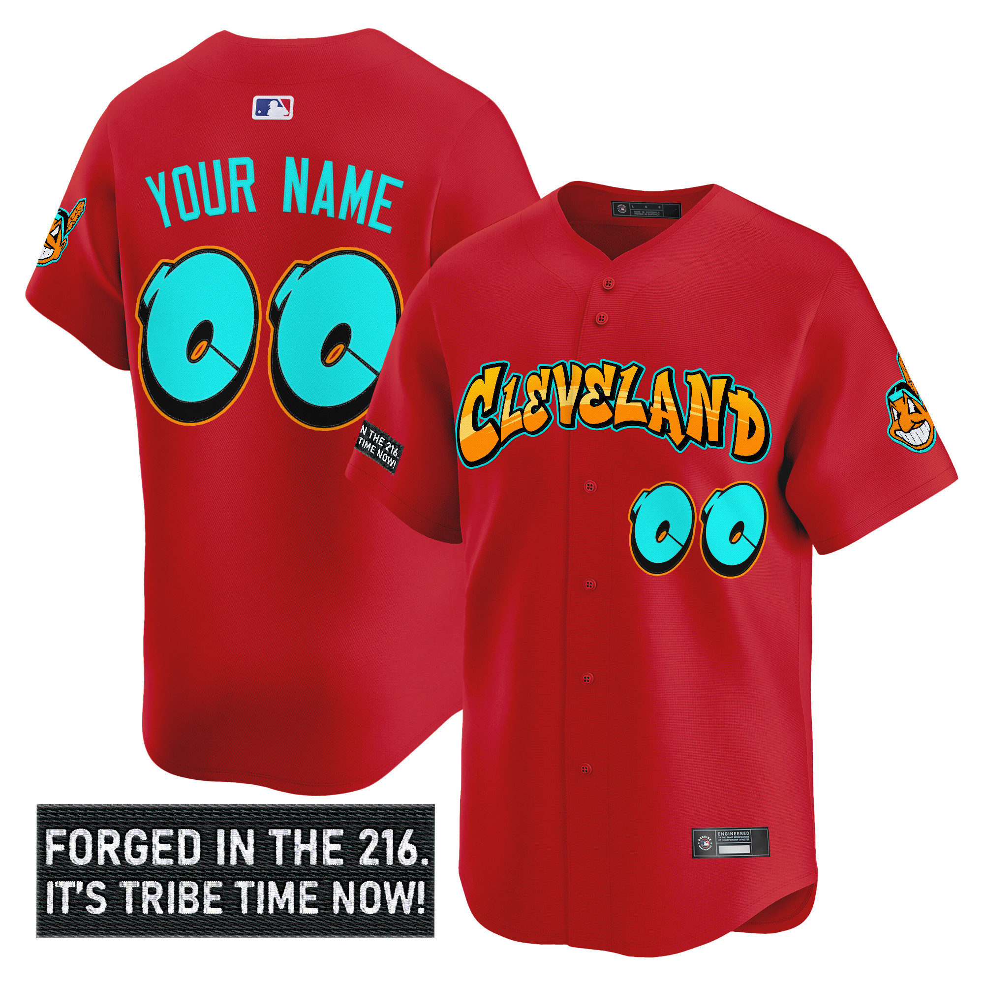 Cleveland Indians 'Graffiti 216 Ink Edition' Vapor Premier Limited Custom Jersey - All Stitched - Image 3