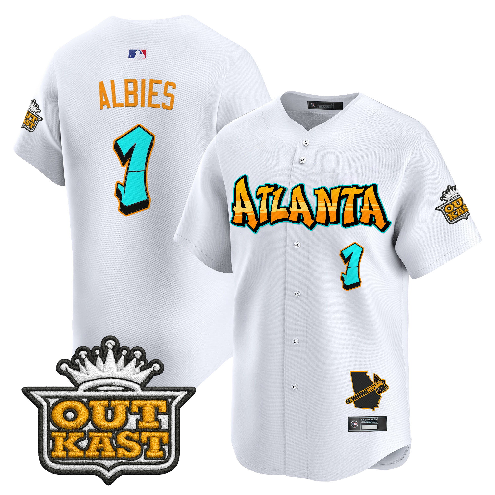 Men's Atlanta Braves 'Graffiti A-Town Edition' Vapor Premier Limited Jersey - All Stitched - Image 40