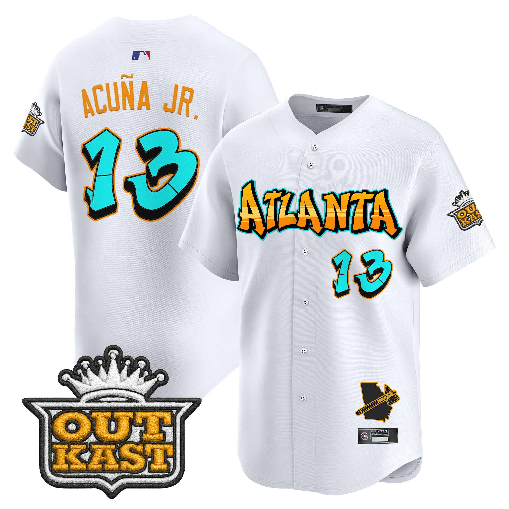 Men's Atlanta Braves 'Graffiti A-Town Edition' Vapor Premier Limited Jersey - All Stitched - Image 35