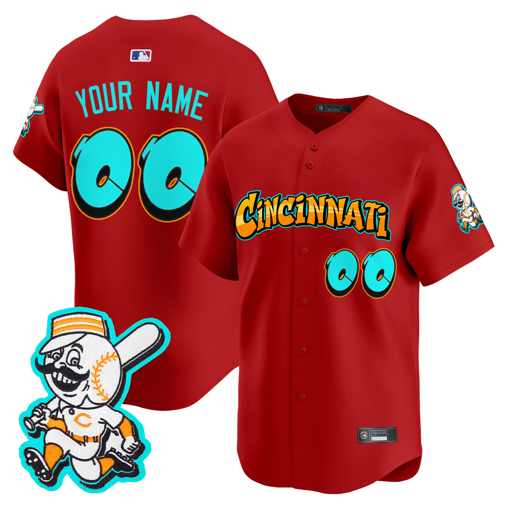 Cincinnati Reds 'Graffiti Queen City Edition' Vapor Premier Limited Custom Jersey - All Stitched - Image 3