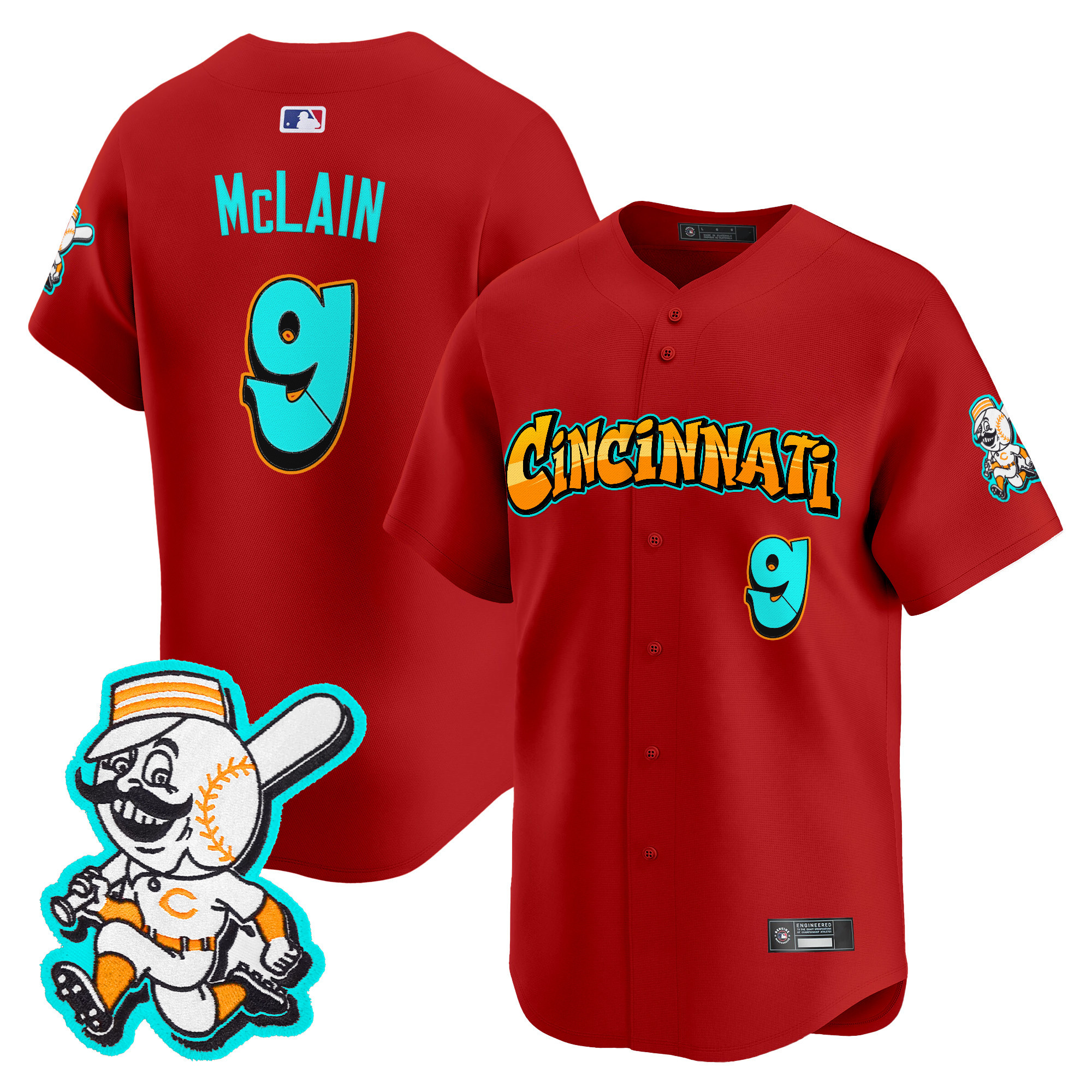 Men's Cincinnati Reds 'Graffiti Queen City Edition' Vapor Premier Limited Jersey - All Stitched - Image 25