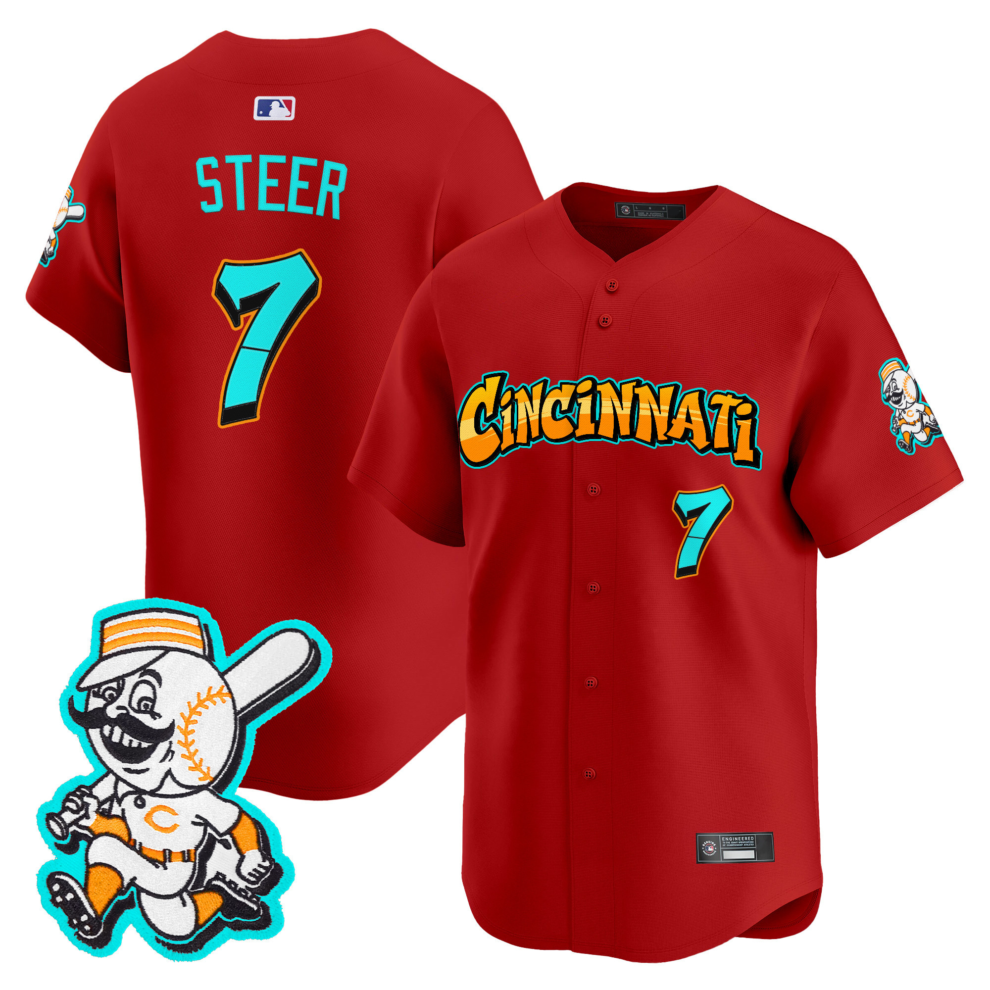 Men's Cincinnati Reds 'Graffiti Queen City Edition' Vapor Premier Limited Jersey - All Stitched - Image 24