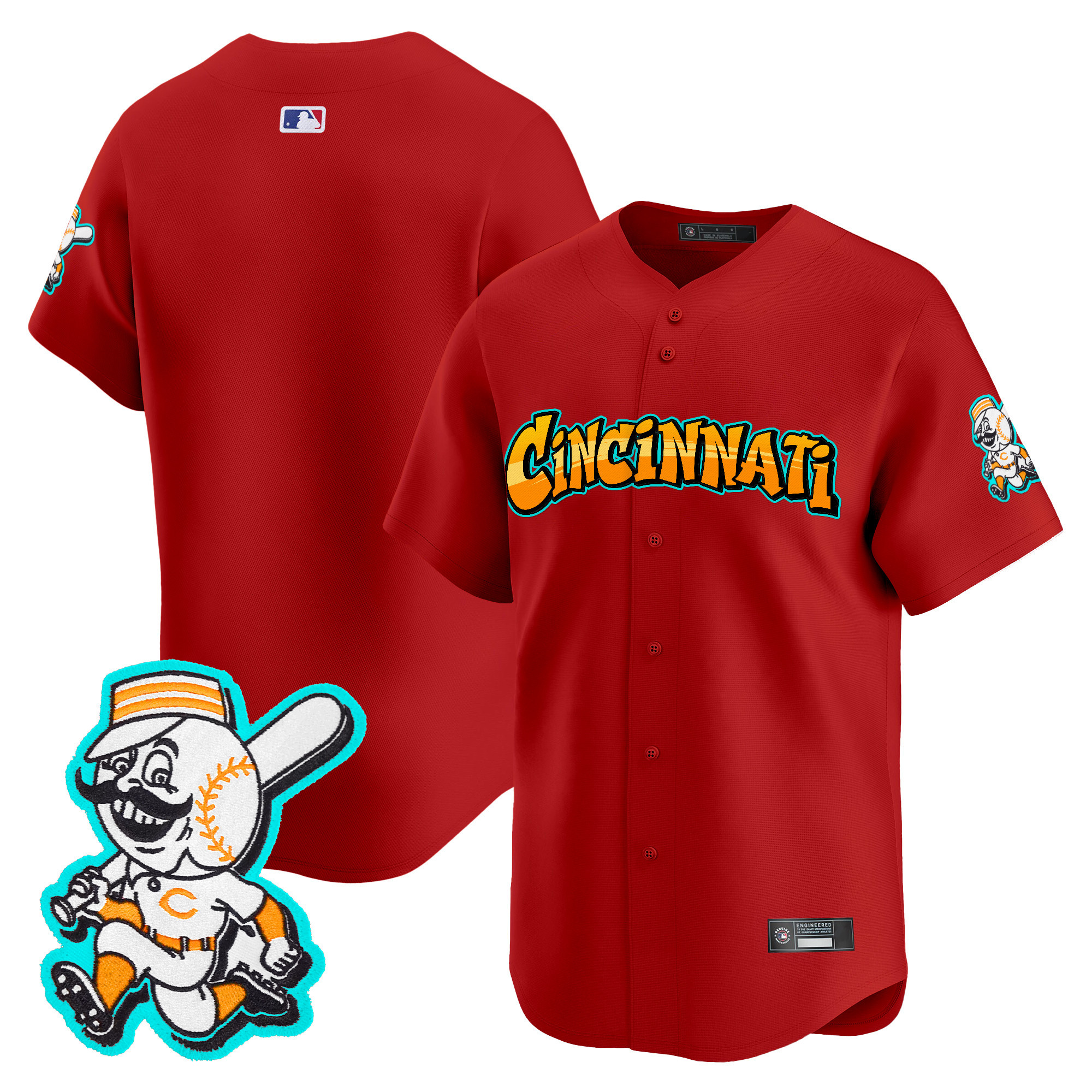 Men's Cincinnati Reds 'Graffiti Queen City Edition' Vapor Premier Limited Jersey - All Stitched - Image 27
