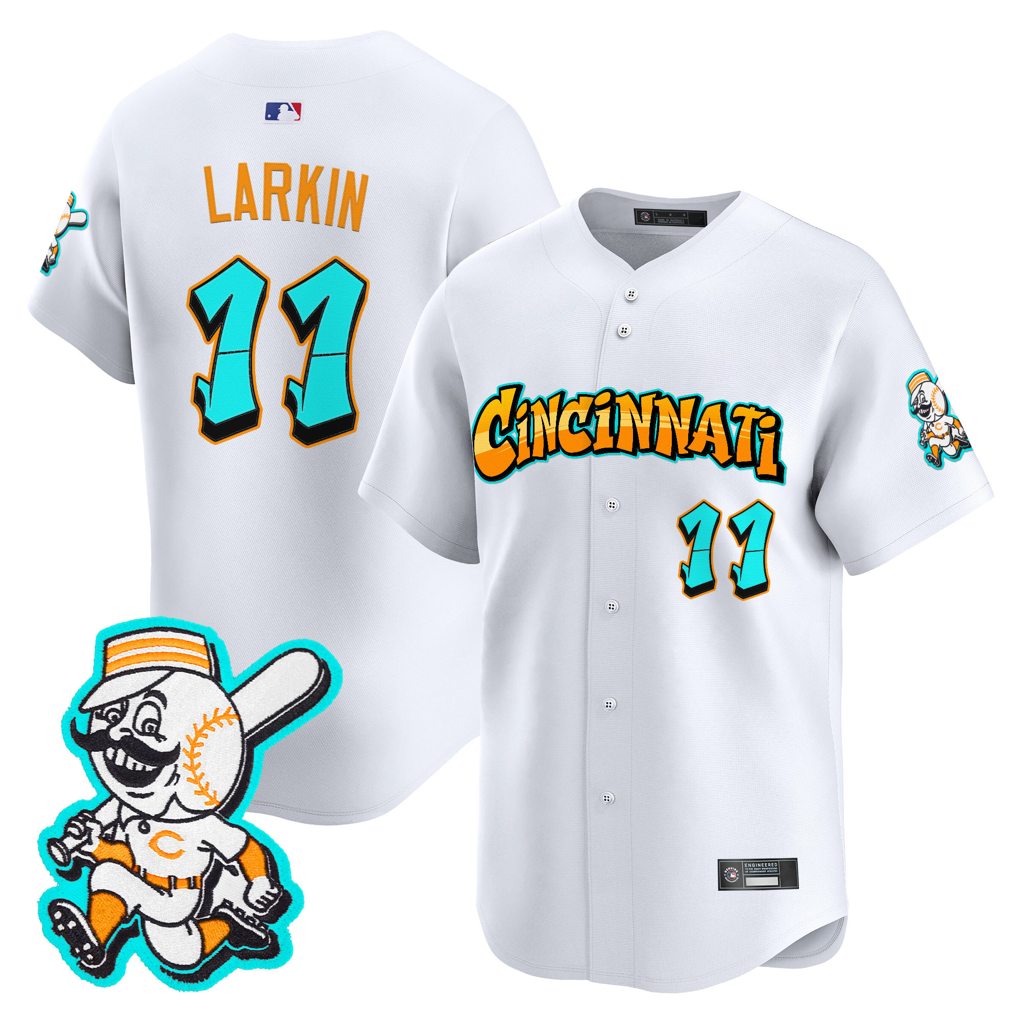 Men's Cincinnati Reds 'Graffiti Queen City Edition' Vapor Premier Limited Jersey - All Stitched - Image 30