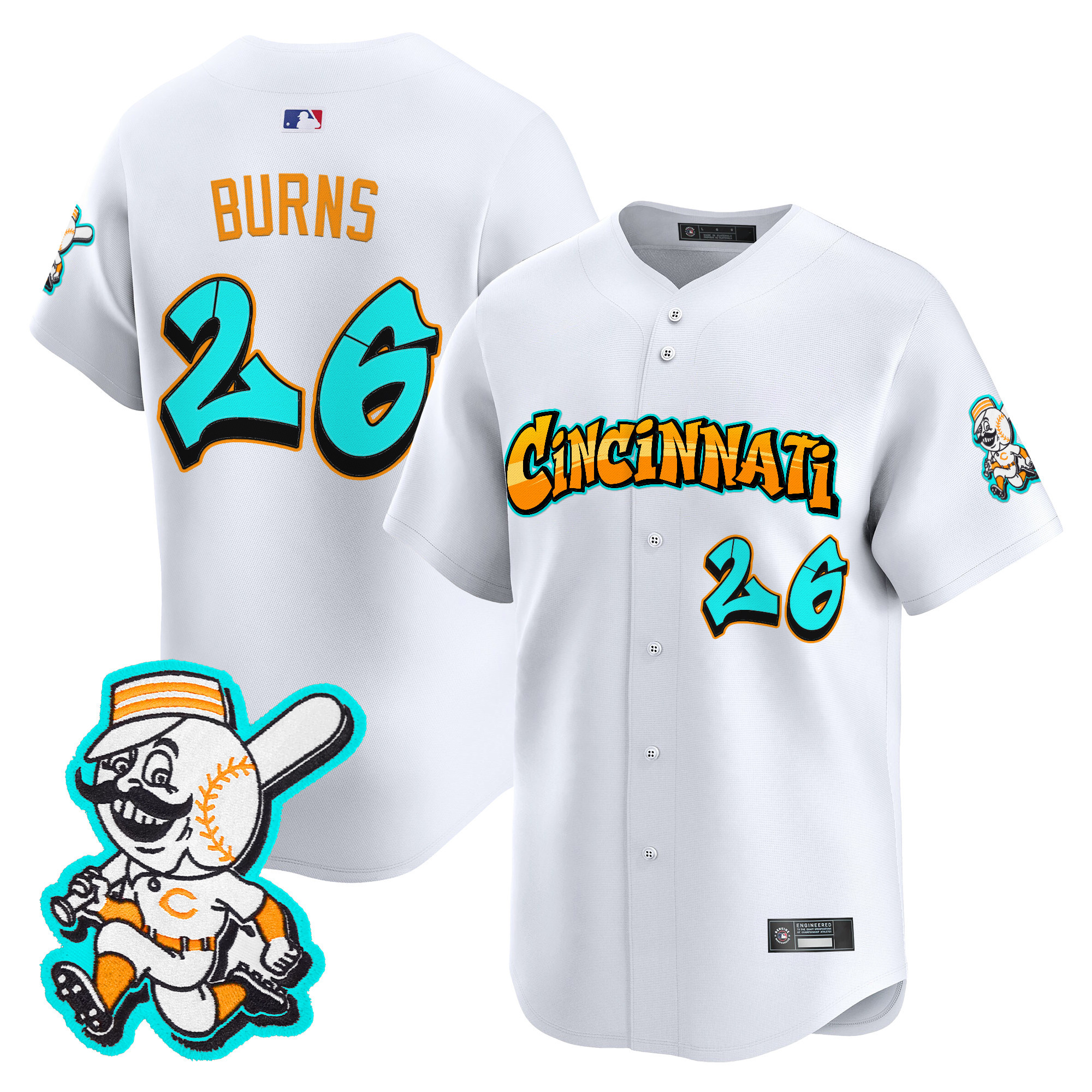 Men's Cincinnati Reds 'Graffiti Queen City Edition' Vapor Premier Limited Jersey - All Stitched - Image 35