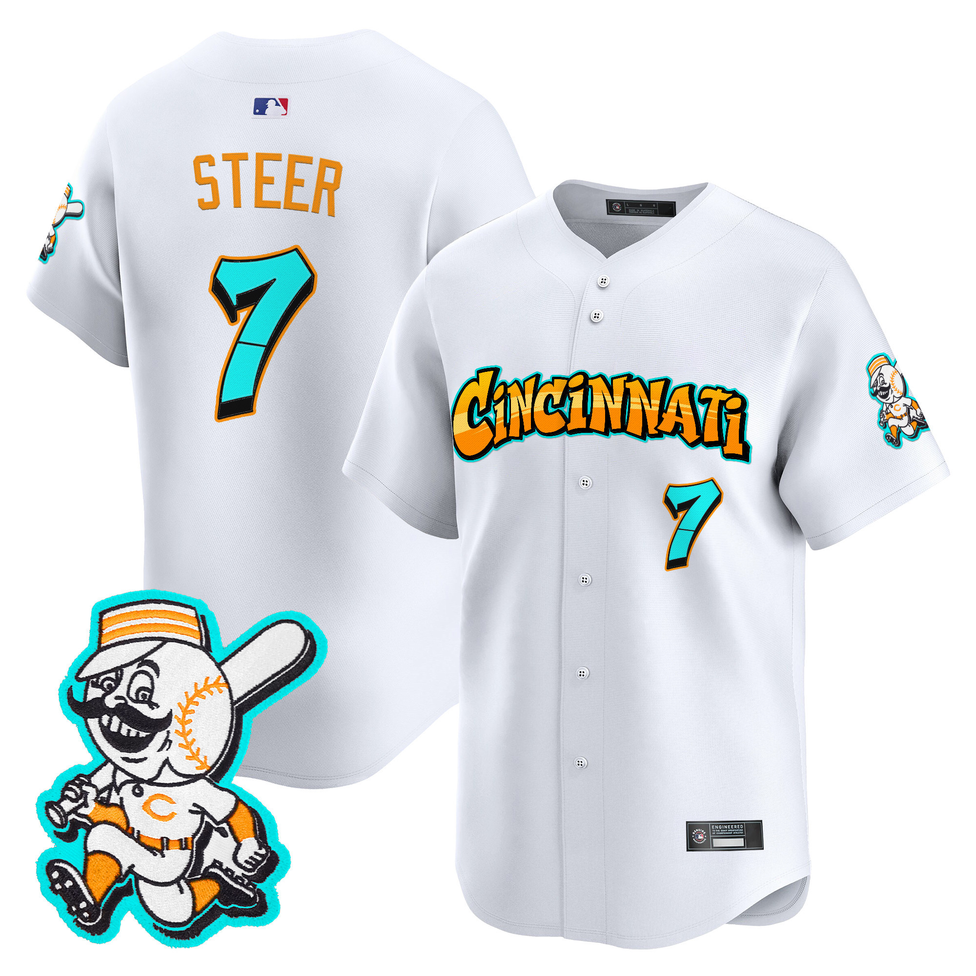 Men's Cincinnati Reds 'Graffiti Queen City Edition' Vapor Premier Limited Jersey - All Stitched - Image 33