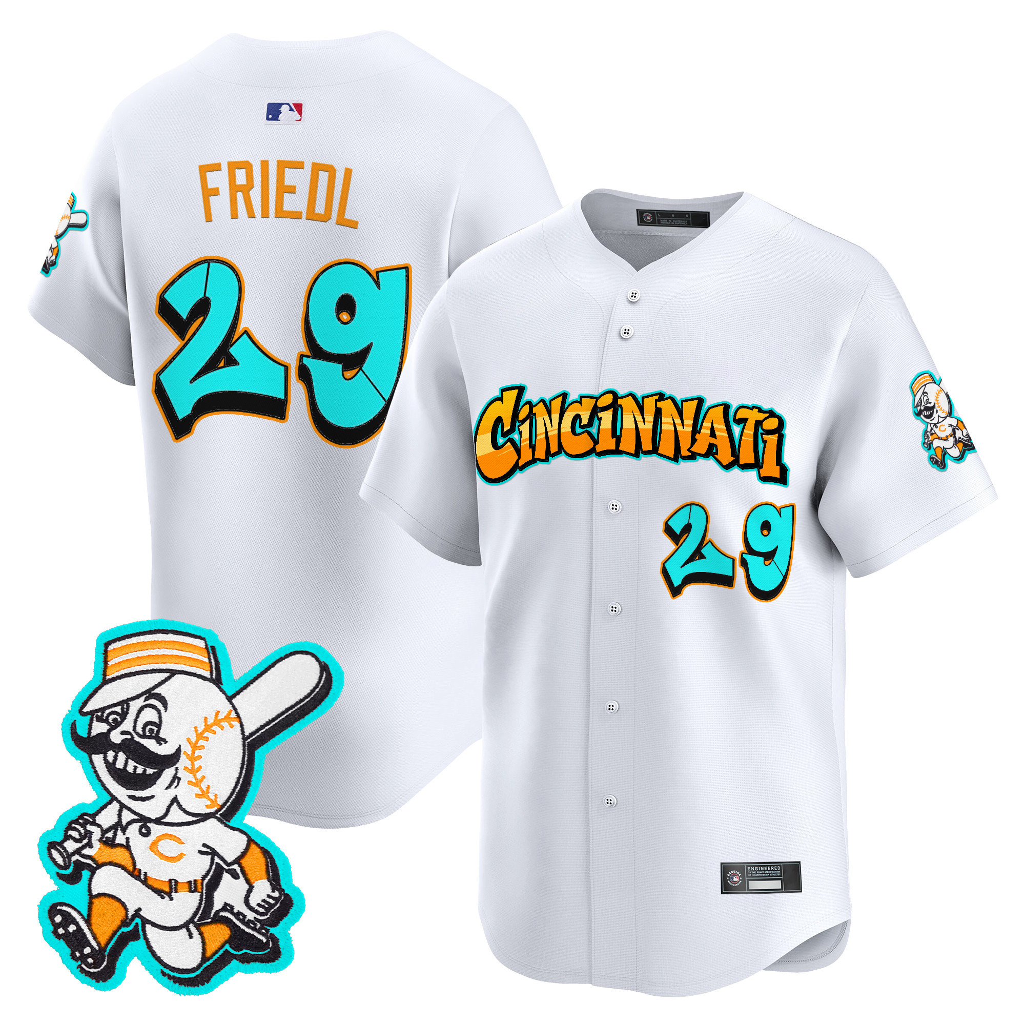 Men's Cincinnati Reds 'Graffiti Queen City Edition' Vapor Premier Limited Jersey - All Stitched - Image 32