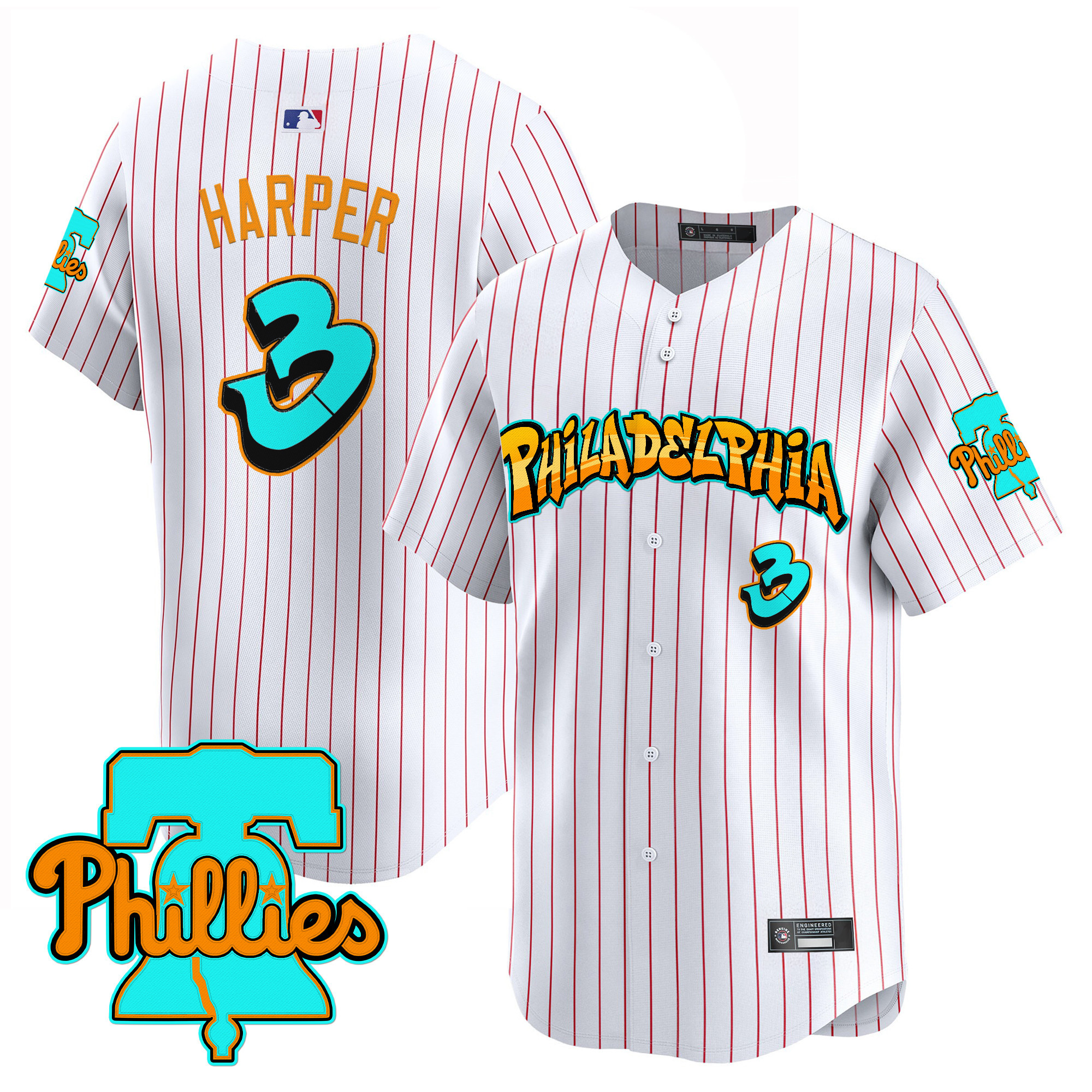 Men's Philadelphia Phillies 'Graffiti Broad Street Edition' Vapor Premier Limited Jersey - All Stitched - Image 21