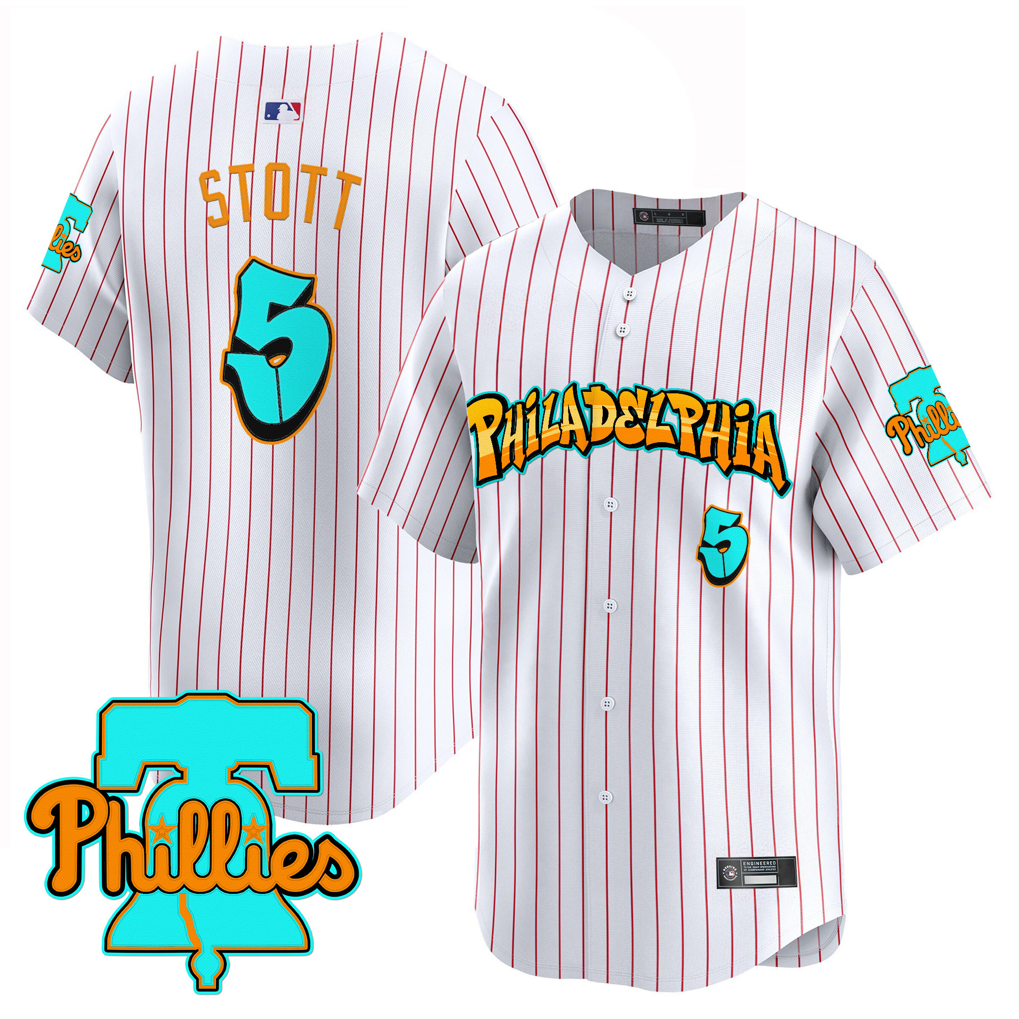 Men's Philadelphia Phillies 'Graffiti Broad Street Edition' Vapor Premier Limited Jersey - All Stitched - Image 25