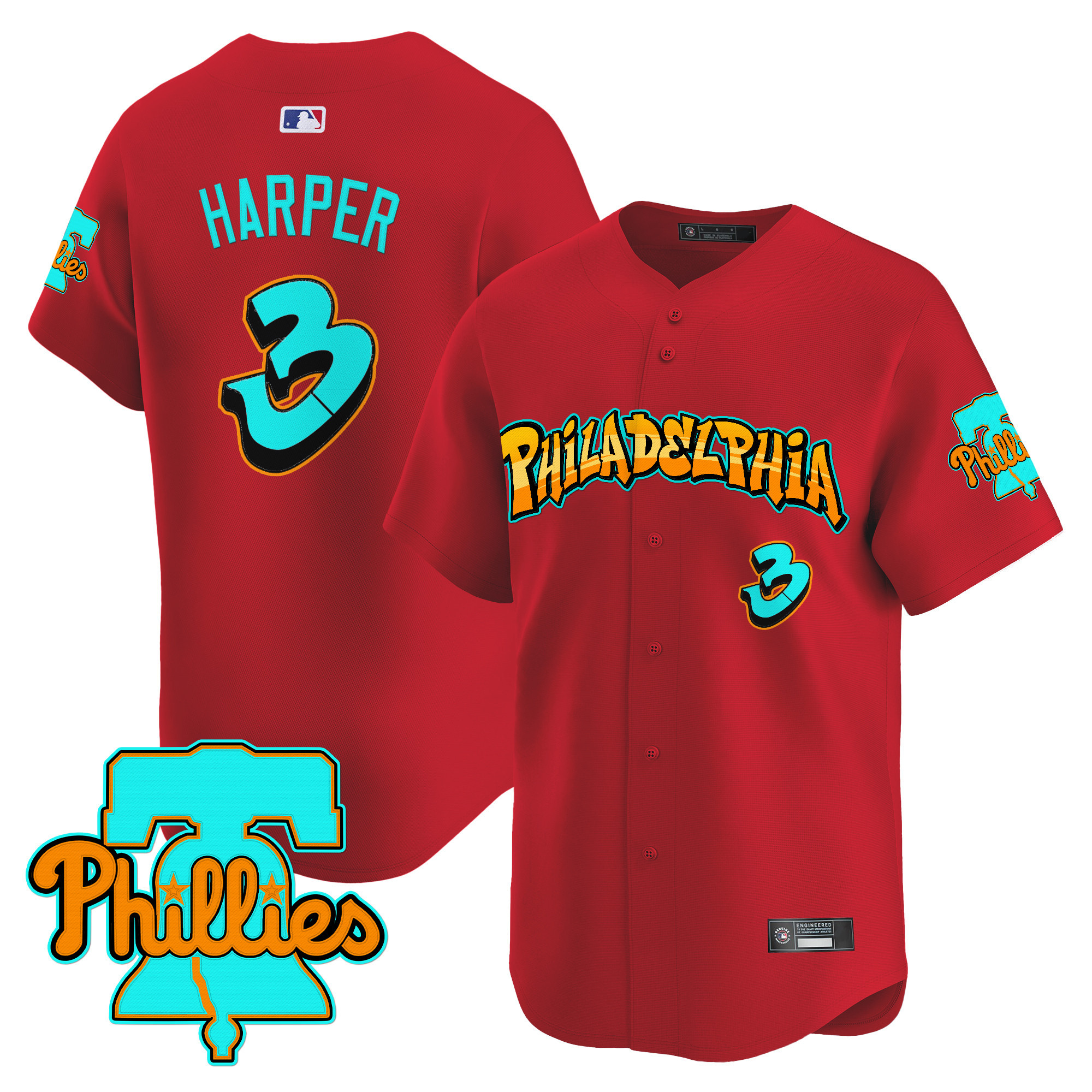 Men's Philadelphia Phillies 'Graffiti Broad Street Edition' Vapor Premier Limited Jersey - All Stitched - Image 31