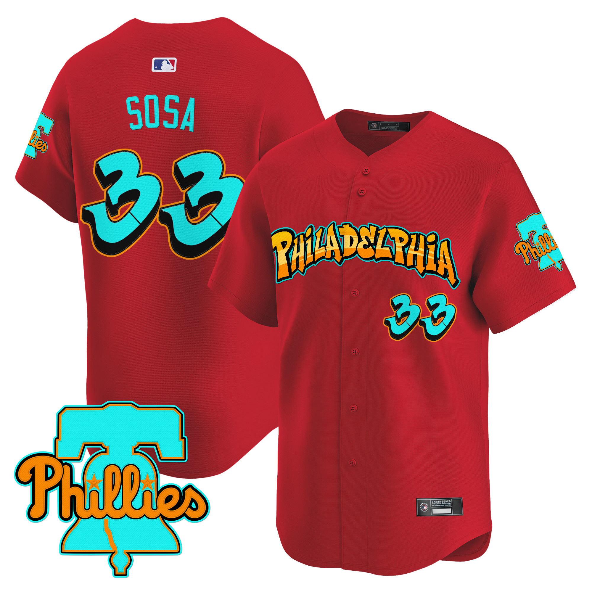 Men's Philadelphia Phillies 'Graffiti Broad Street Edition' Vapor Premier Limited Jersey - All Stitched - Image 32