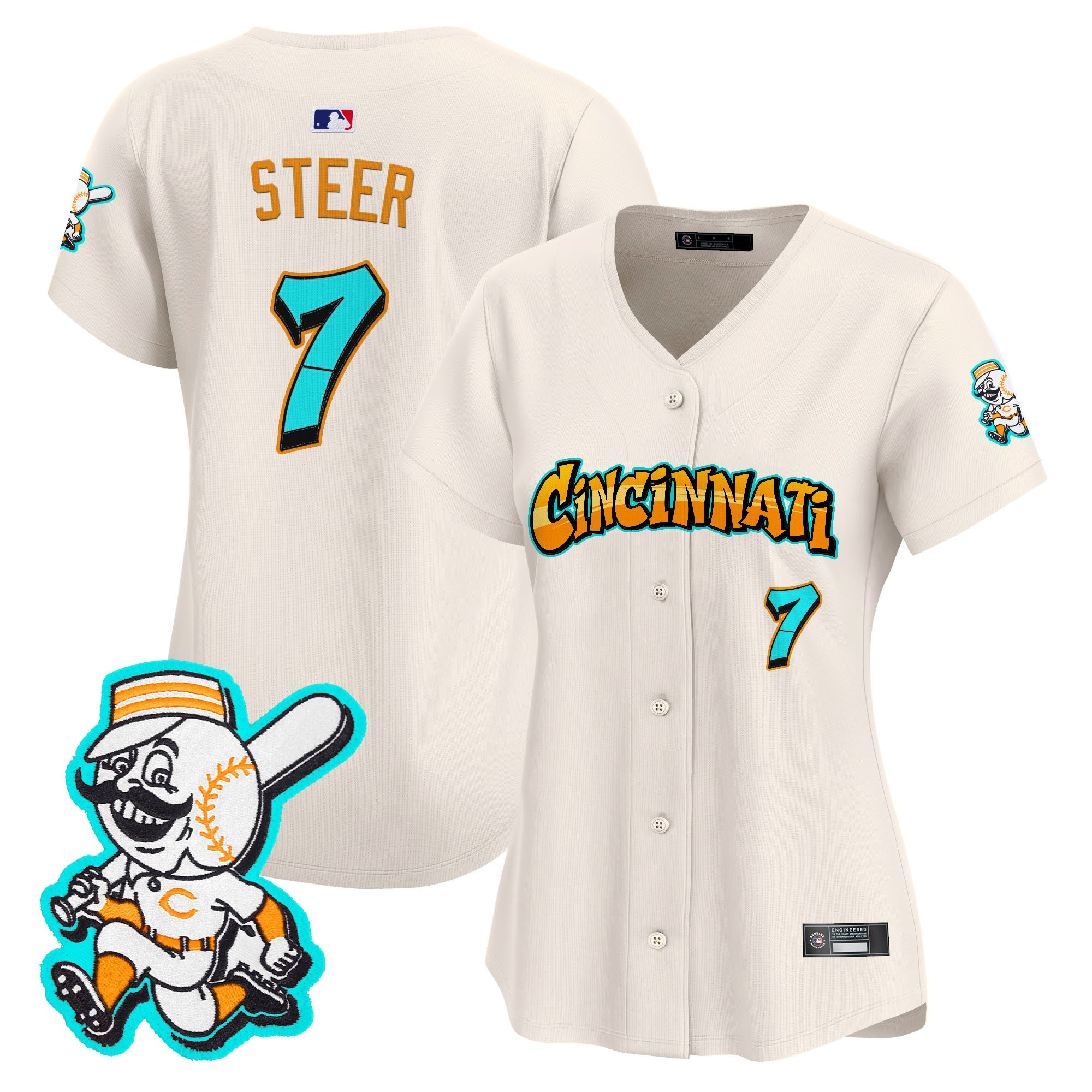 Women's Cincinnati Reds 'Graffiti Queen City Edition' Vapor Premier Limited Jersey - All Stitched - Image 6