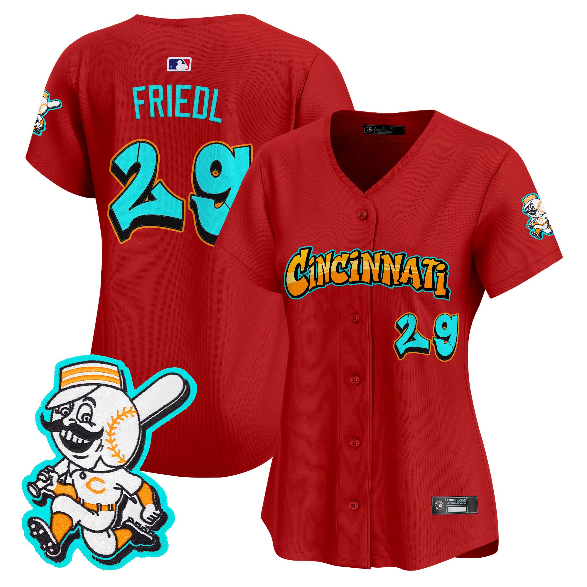 Women's Cincinnati Reds 'Graffiti Queen City Edition' Vapor Premier Limited Jersey - All Stitched - Image 23