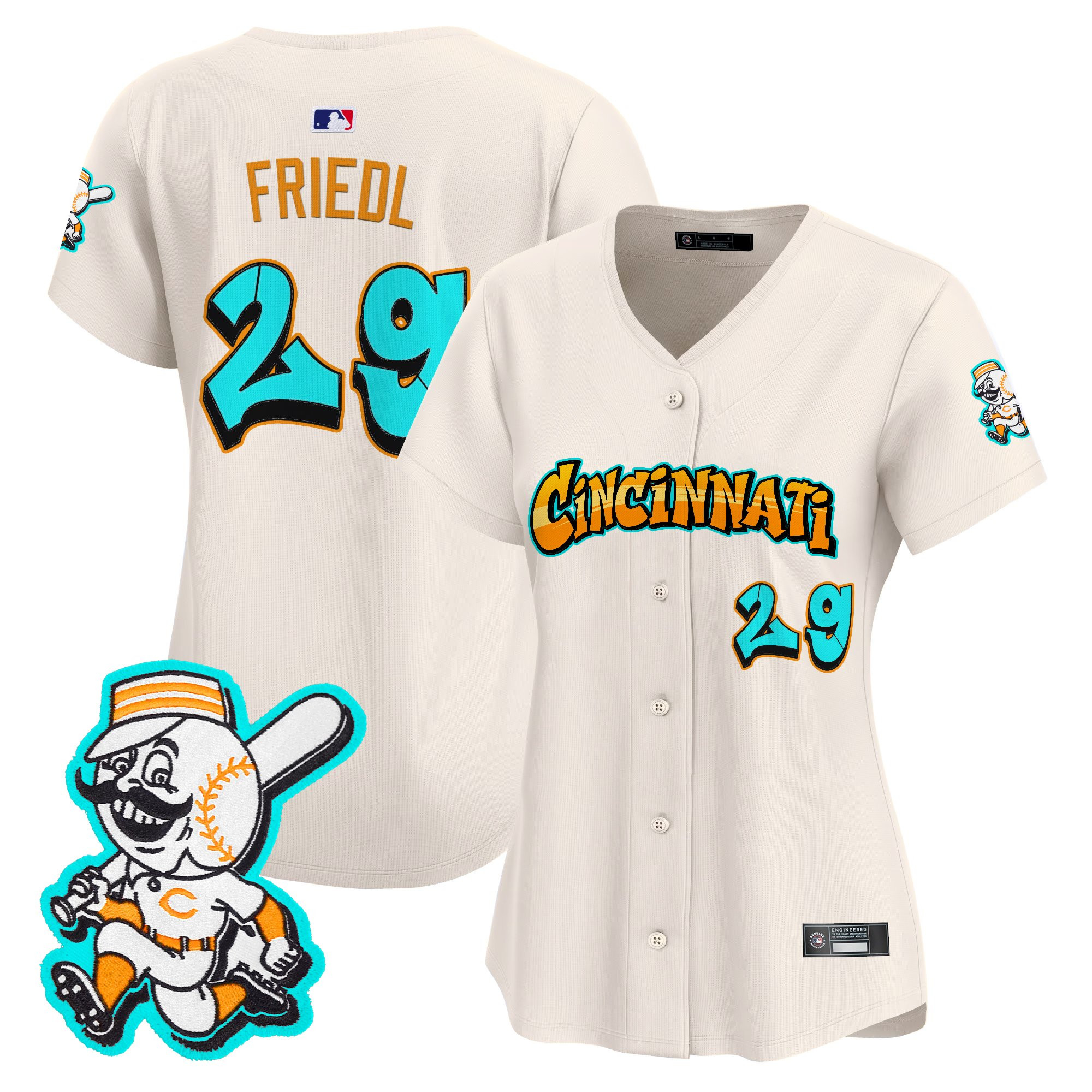 Women's Cincinnati Reds 'Graffiti Queen City Edition' Vapor Premier Limited Jersey - All Stitched - Image 5