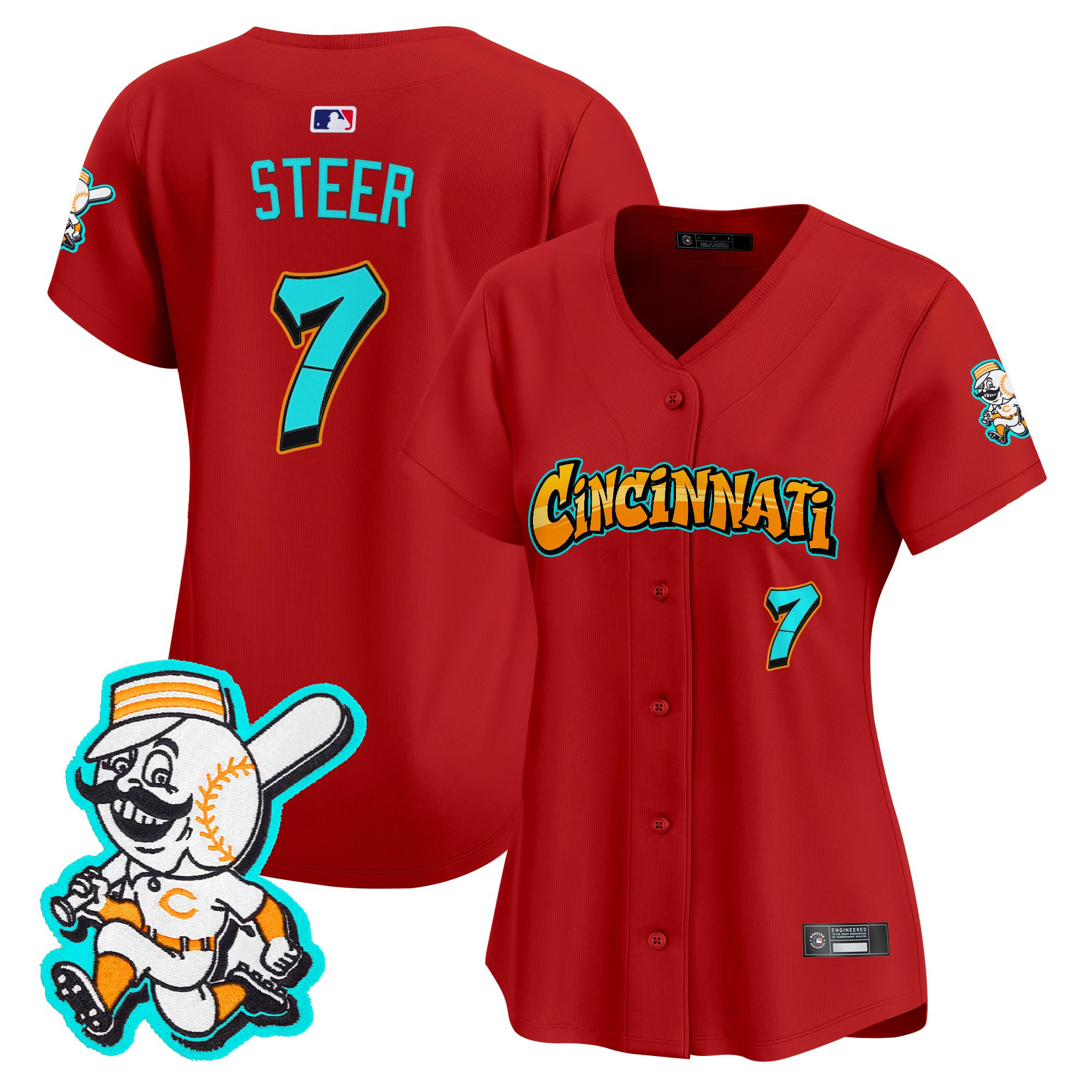 Women's Cincinnati Reds 'Graffiti Queen City Edition' Vapor Premier Limited Jersey - All Stitched - Image 24