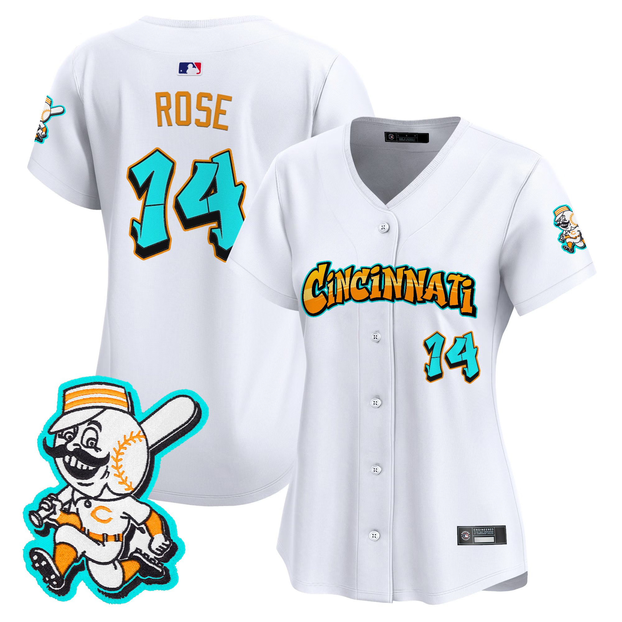 Women's Cincinnati Reds 'Graffiti Queen City Edition' Vapor Premier Limited Jersey - All Stitched - Image 28