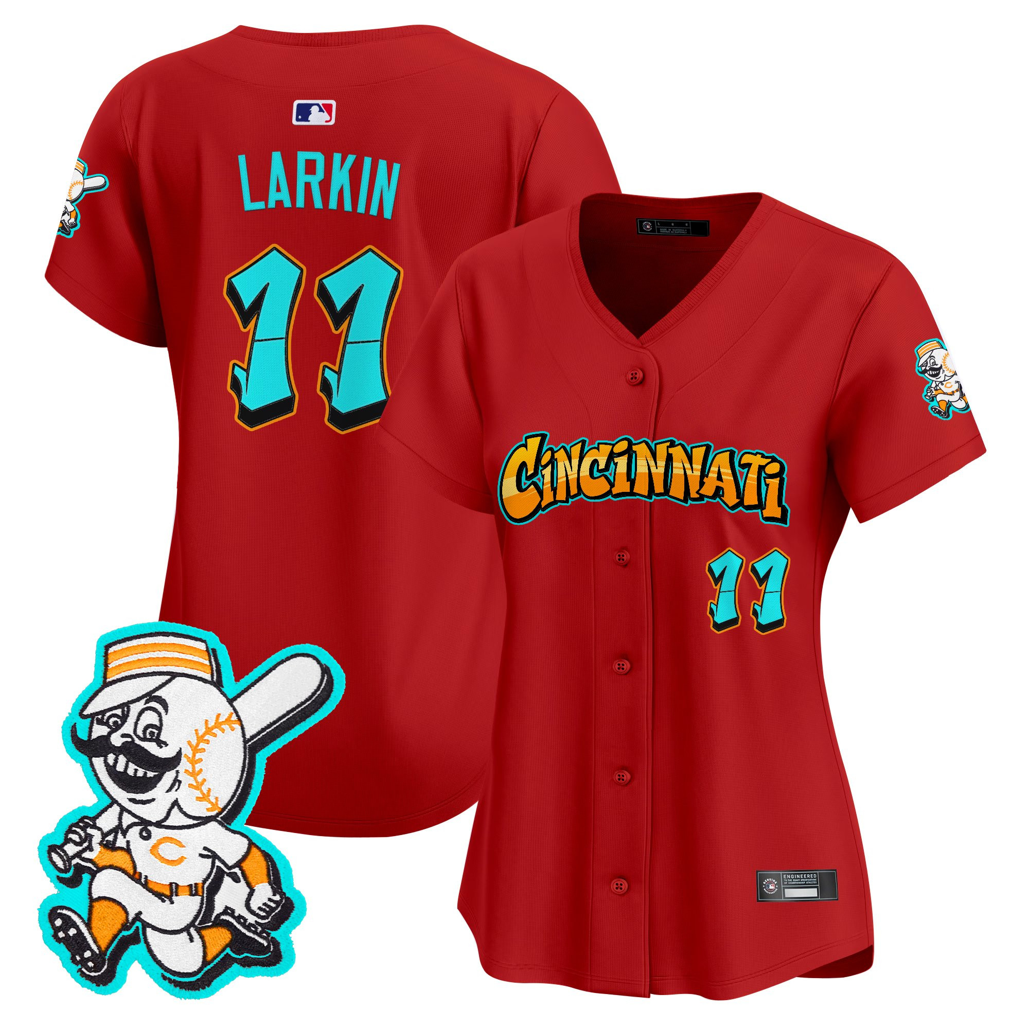 Women's Cincinnati Reds 'Graffiti Queen City Edition' Vapor Premier Limited Jersey - All Stitched - Image 21