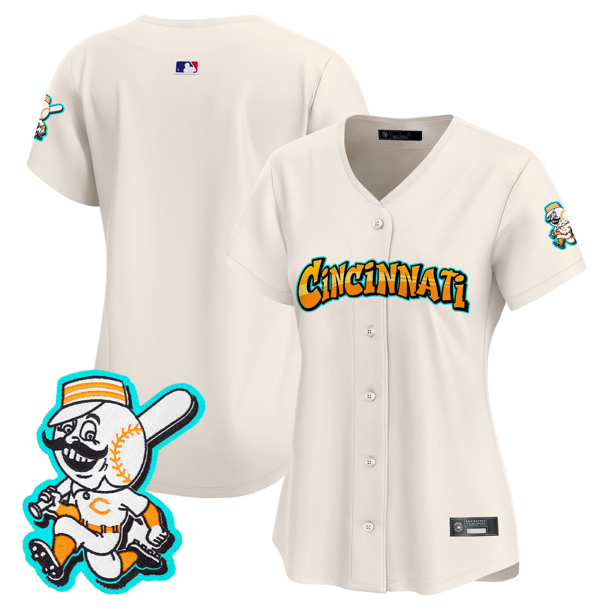 Women's Cincinnati Reds 'Graffiti Queen City Edition' Vapor Premier Limited Jersey - All Stitched - Image 9
