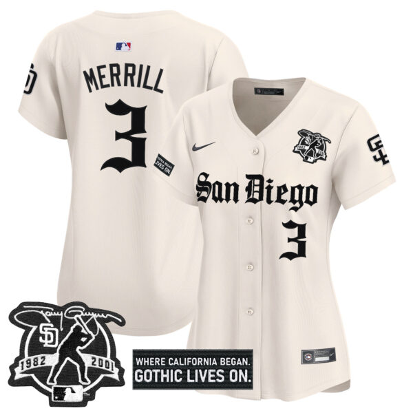 Women's San Diego Padres 'Gothic Edition' Vapor Premier Limited Jersey - All Stitched - Image 40