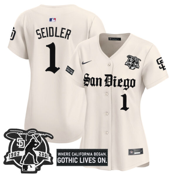 Women's San Diego Padres 'Gothic Edition' Vapor Premier Limited Jersey - All Stitched - Image 43