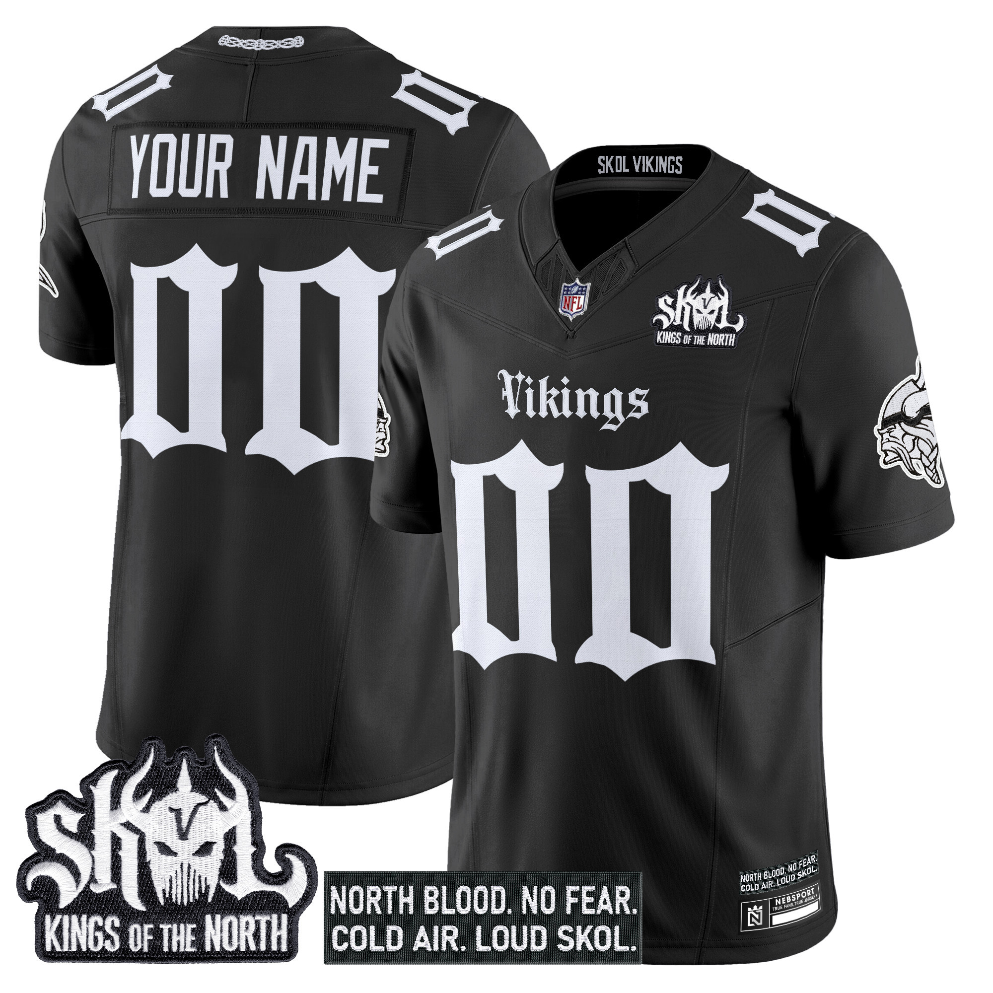 Minnesota Vikings 'Gothic Norseblood Edition' Vapor Limited Custom Jersey - All Stitched - Image 2
