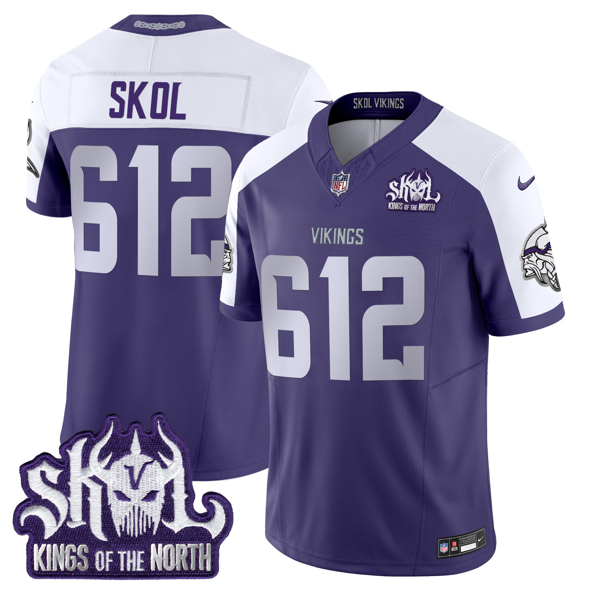 Men's Minnesota Vikings 2025 Winter Warrior Skol Patch Vapor Limited Jersey - All Stitched - Image 29