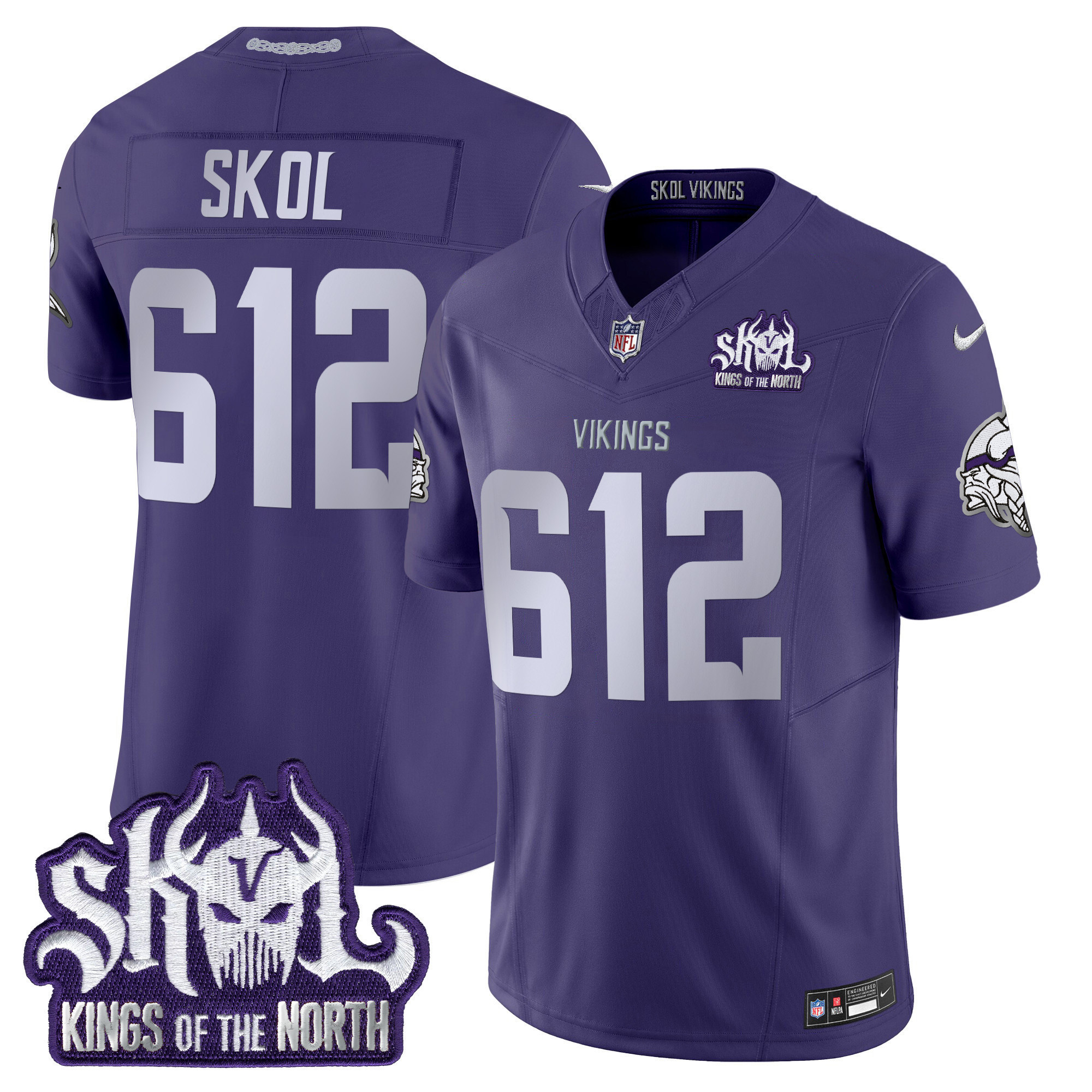 Men's Minnesota Vikings 2025 Winter Warrior Skol Patch Vapor Limited Jersey - All Stitched - Image 38