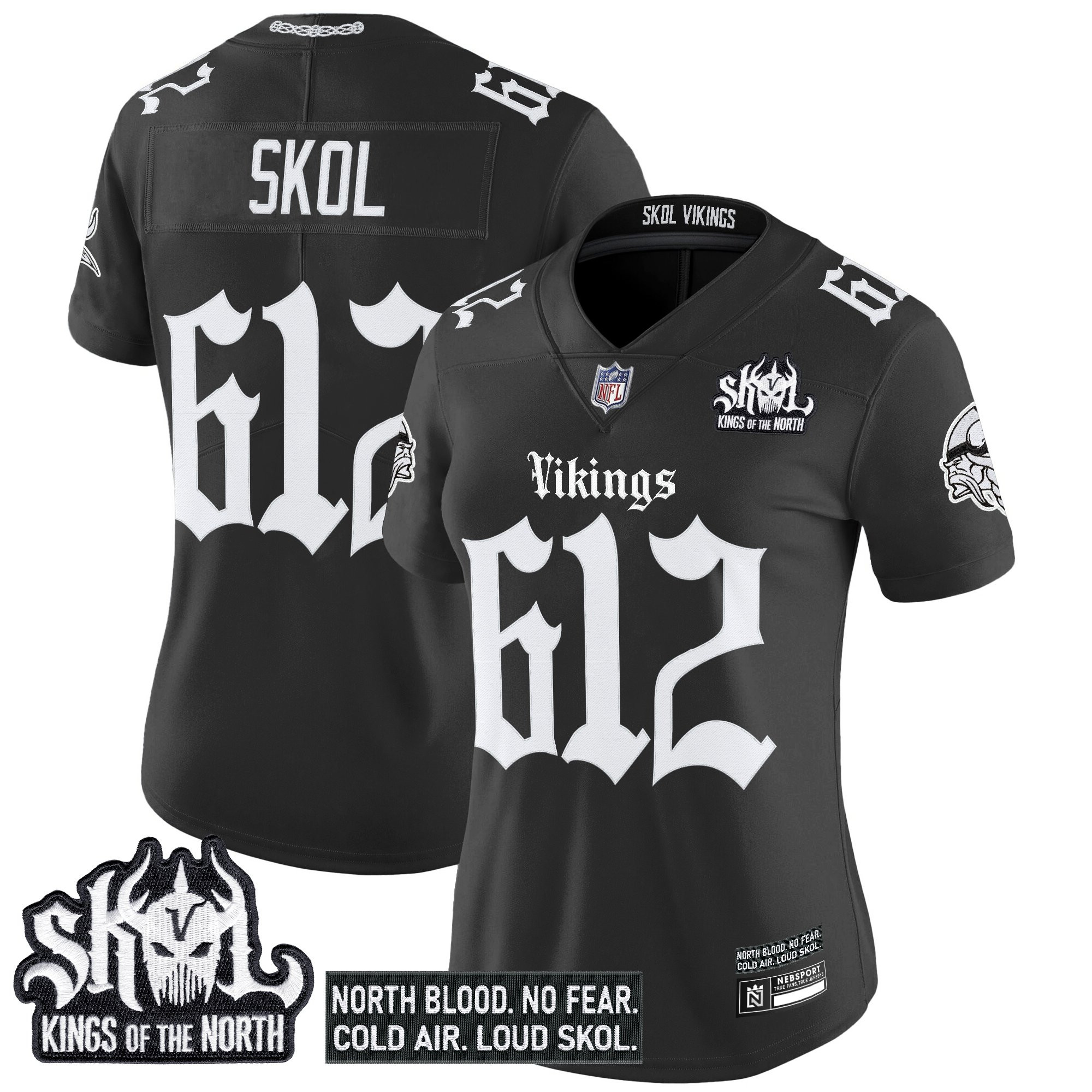 Women's Minnesota Vikings 'Gothic Norseblood Edition' Vapor Limited Jersey - All Stitched - Image 2