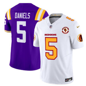Jayden Daniels LSU Purple & White Redskins Limited Jersey - All Stitched