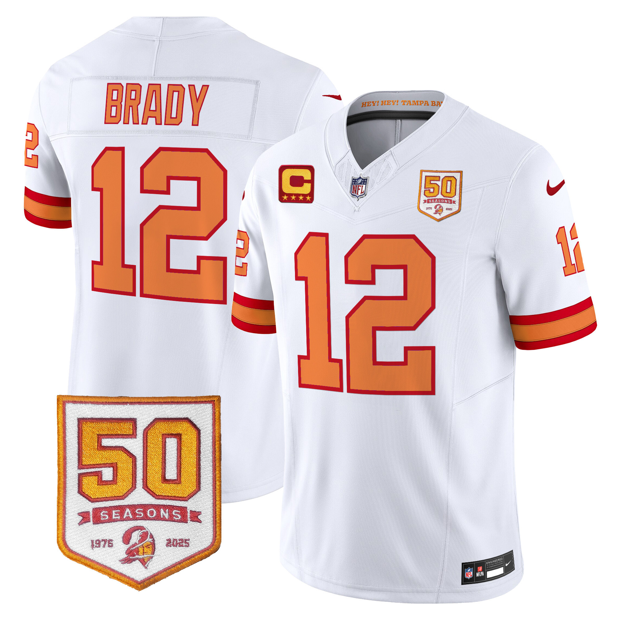 Men's Tampa Bay Buccaneers Throwback 50th Season Patch Vapor Limited Jersey - All Stitched - Image 7