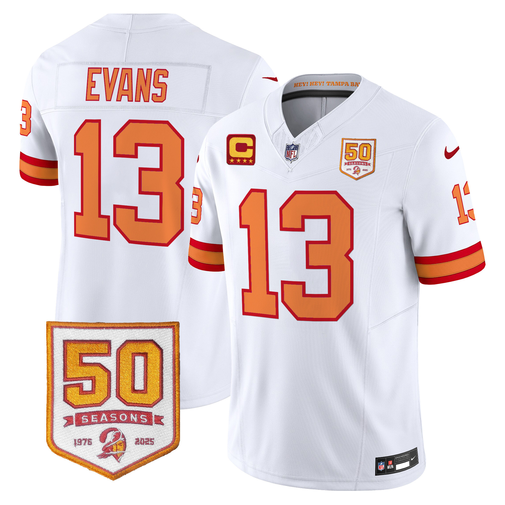 Men's Tampa Bay Buccaneers Throwback 50th Season Patch Vapor Limited Jersey - All Stitched - Image 2